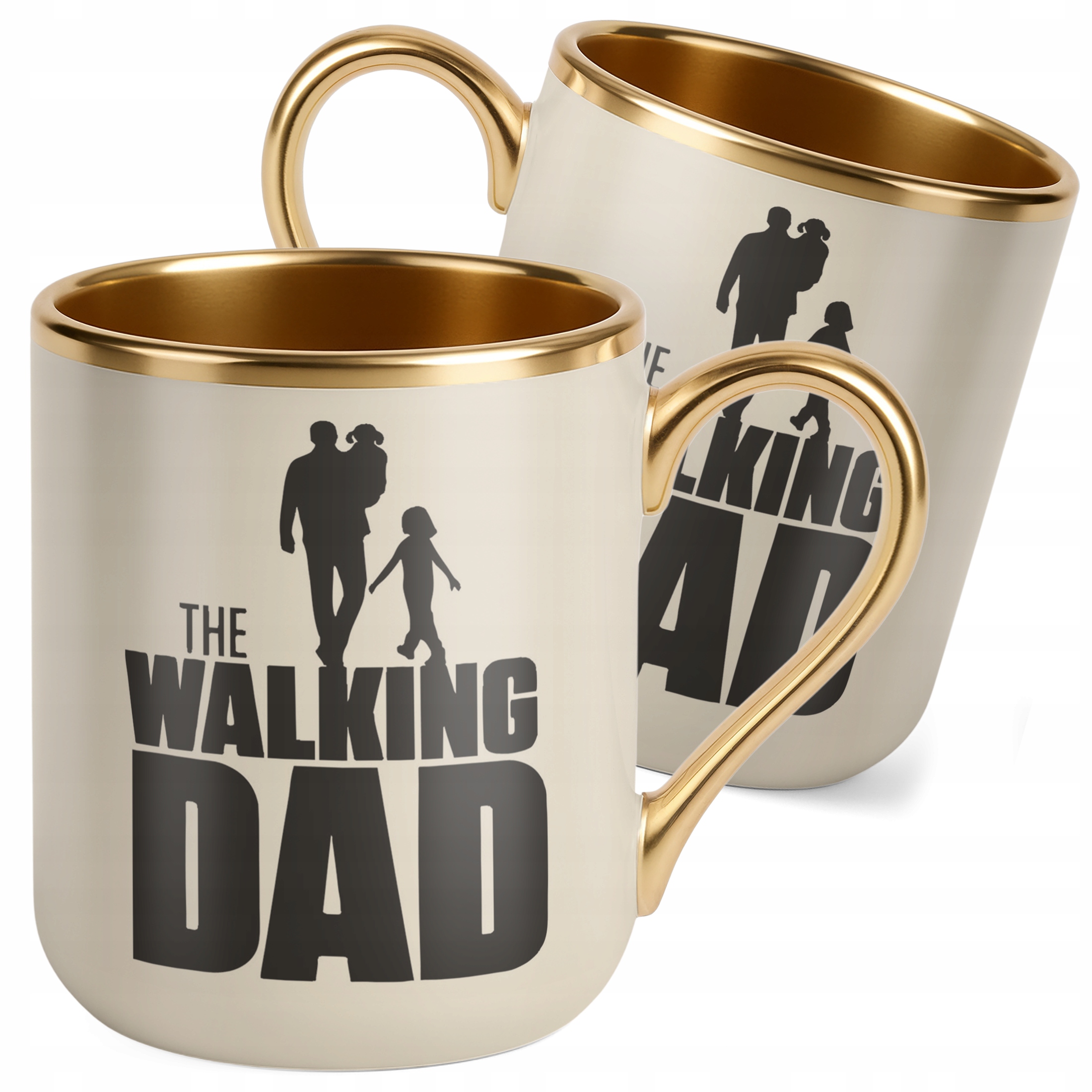 Kubek Premium Złoty Ecru Dzień Ojca Dla Taty The Walking Dad Prezent