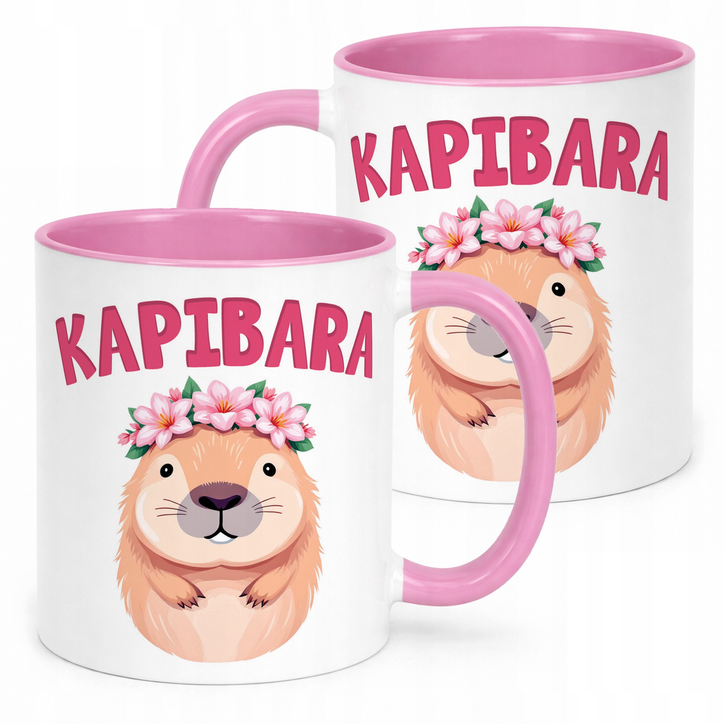 Kubek Różowy Kapibara Capybara Zwierzak Słodki Dla Dzieci Prezent