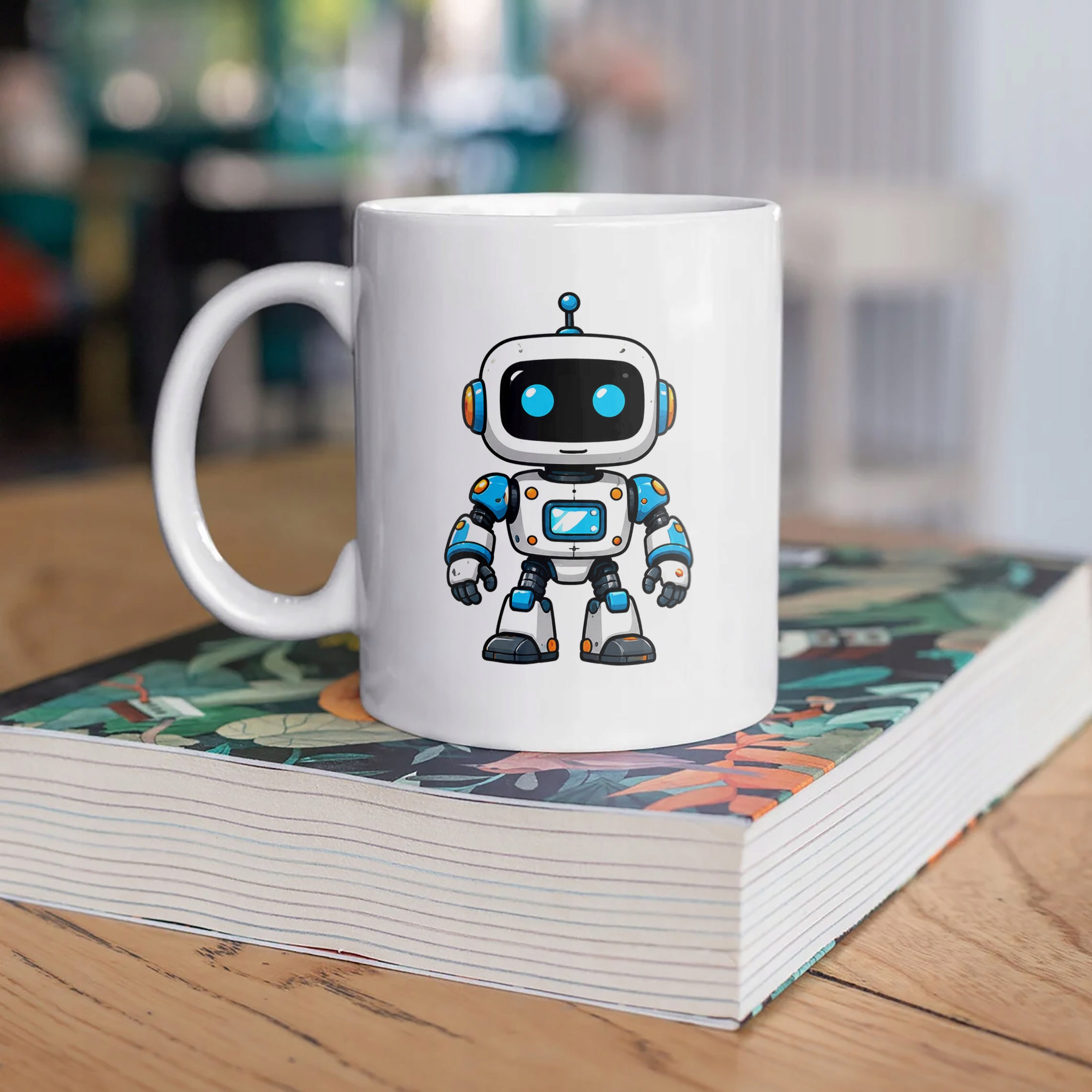 Biały Kubek z nadrukiem Robot Dla Dzieci Prezent Upominek