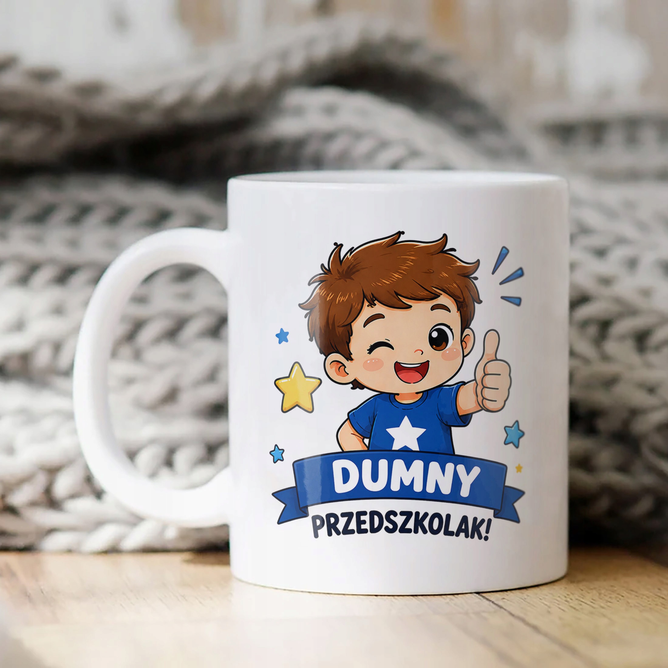 Biały Kubek z nadrukiem Przedszkolak Szkoła Dla Dzieci Prezent
