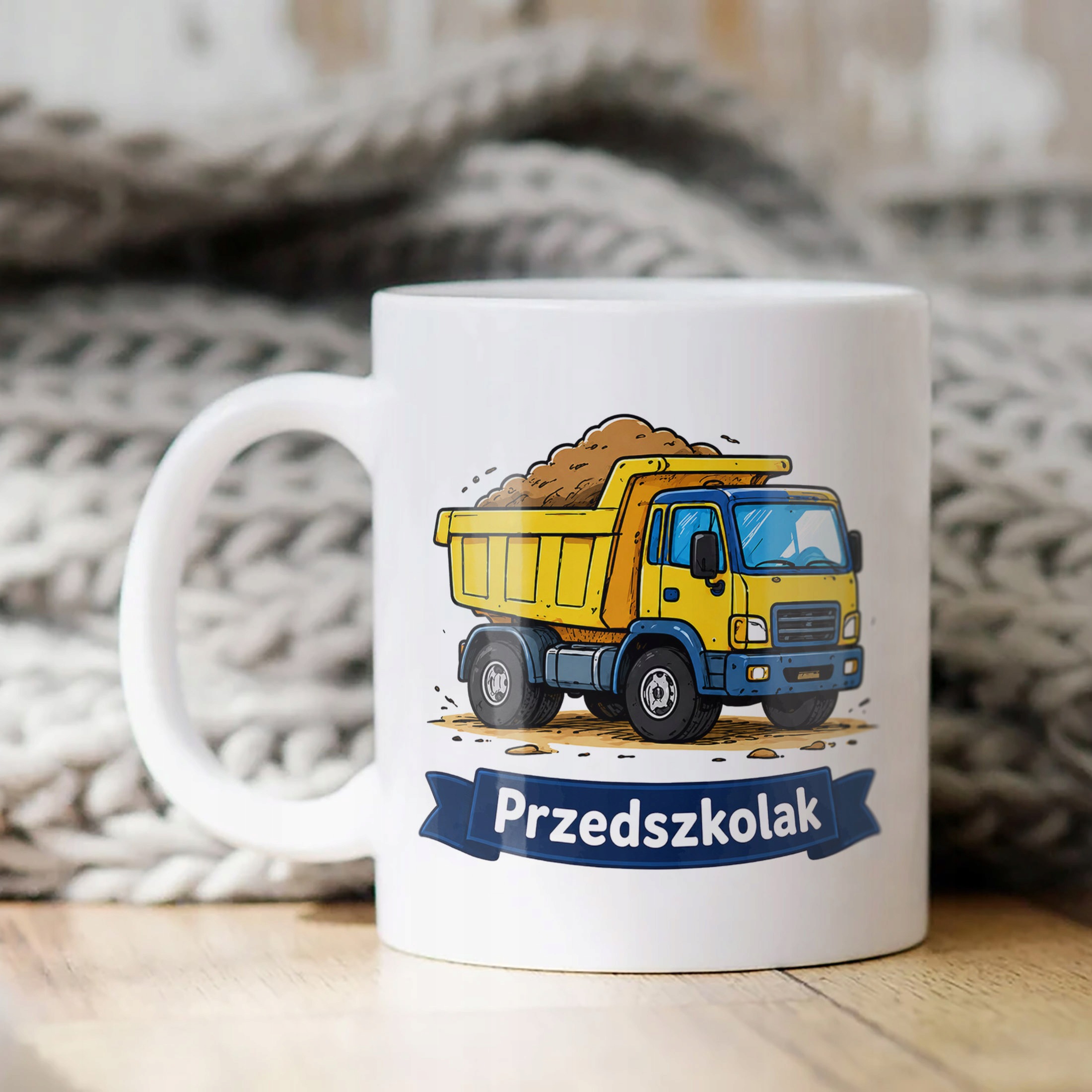 Biały Kubek z nadrukiem Przedszkolak Szkoła Dla Dzieci Prezent