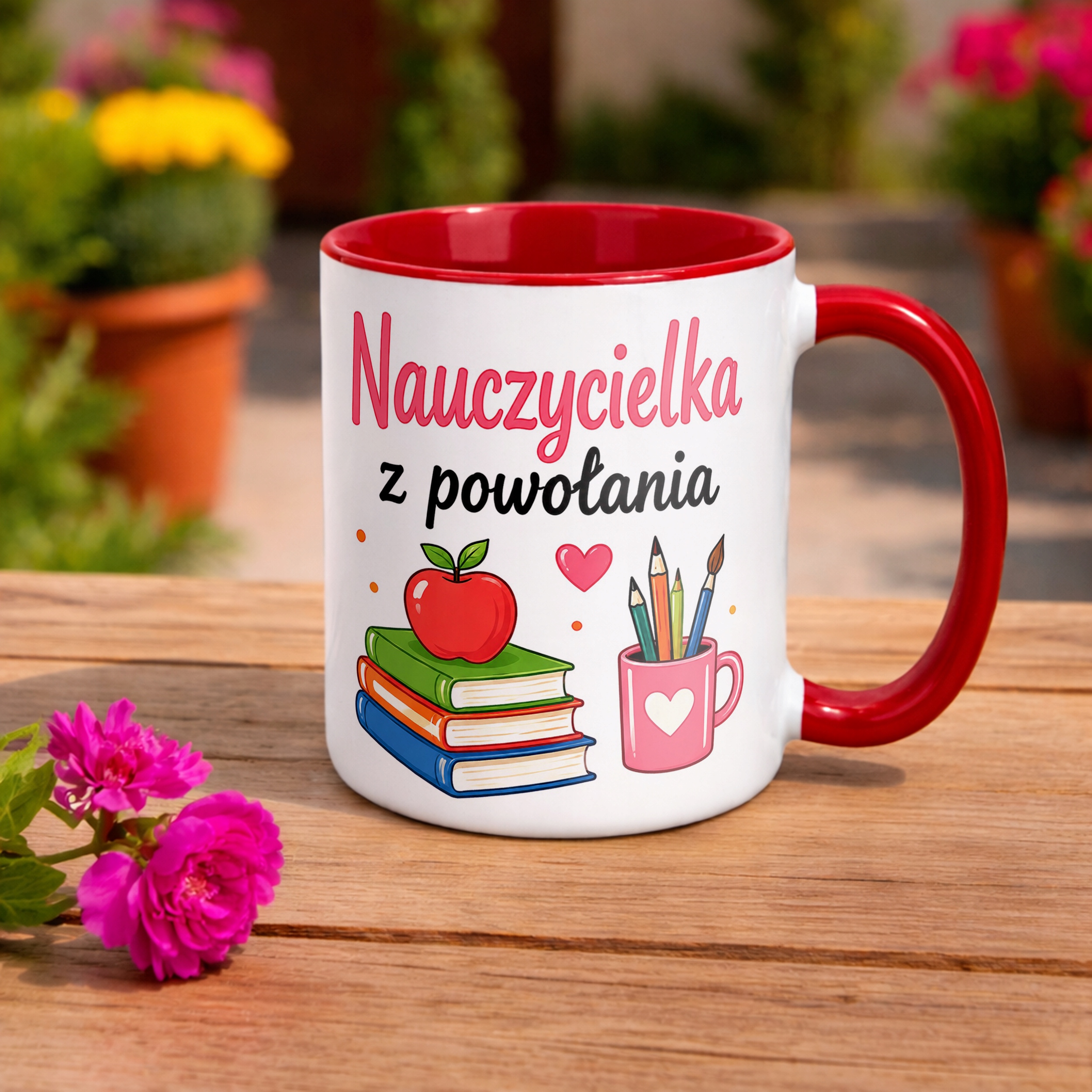 Kubek Czerwony Dzień Nauczyciela Dla Nauczycielki Prezent Upominek