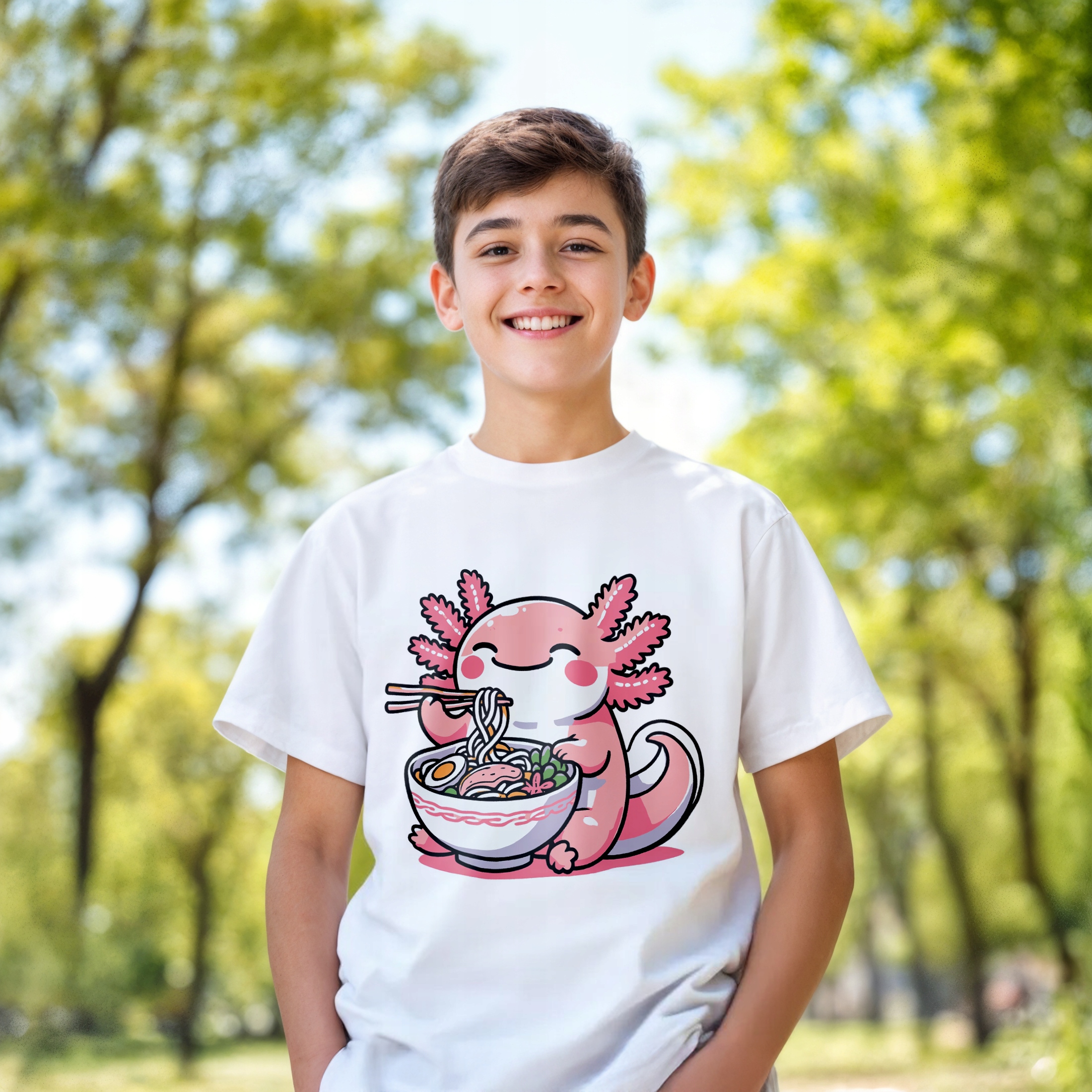 Koszulka dziecięca biała Aksolotl Axolotl Różowe Skrzela HIT