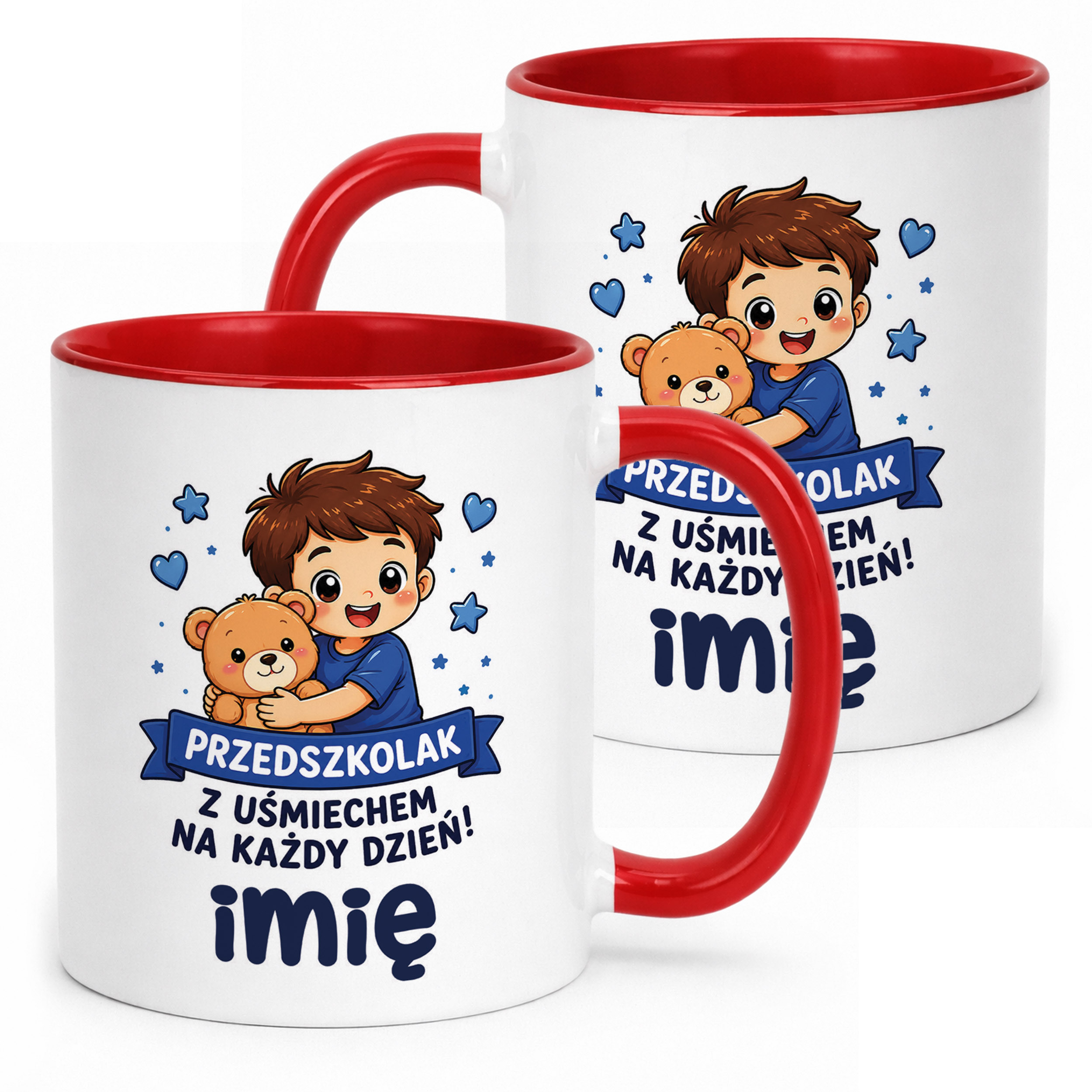 Kubek Czerwony z nadrukiem personalizowany Przedszkolak Szkoła Dla Dzieci