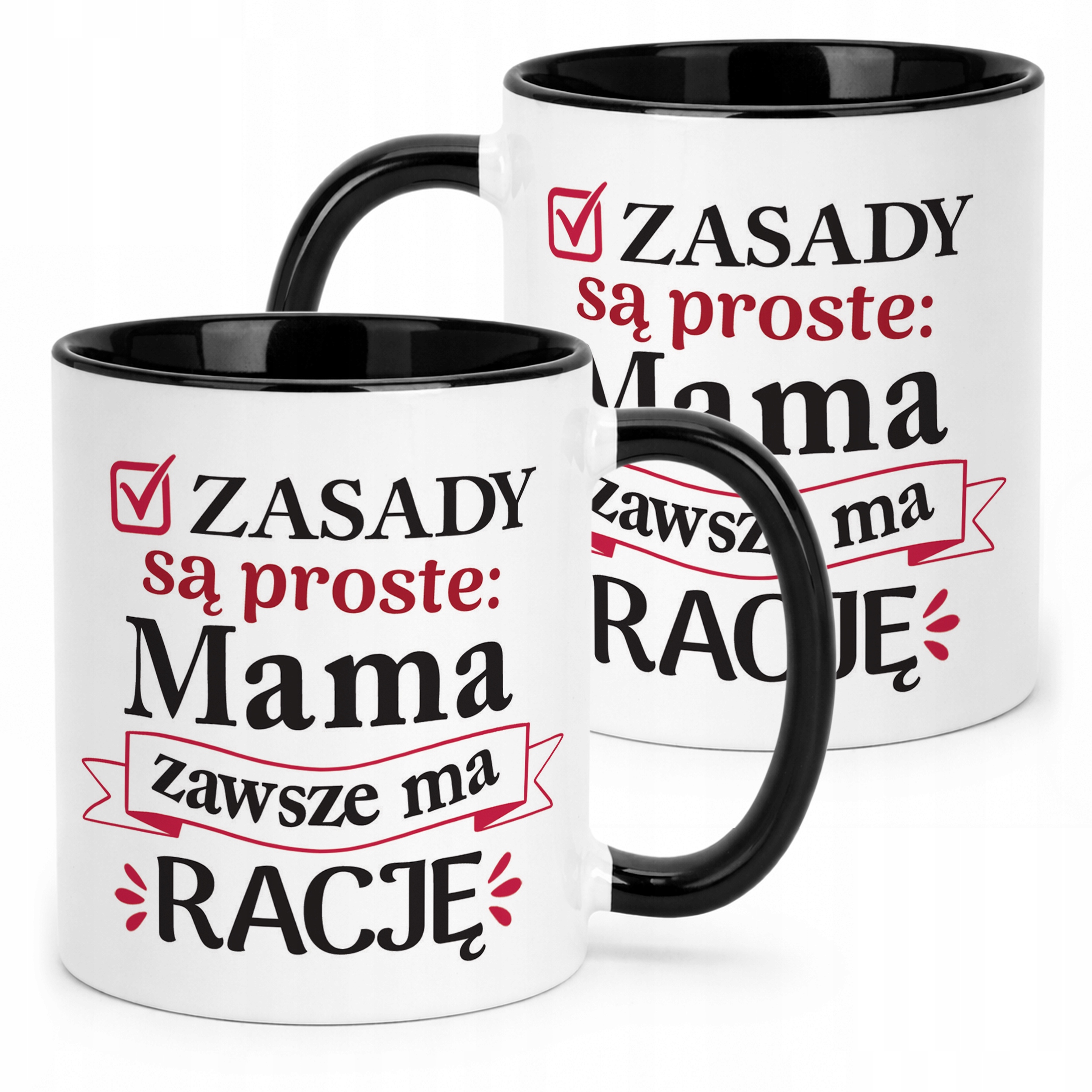 Kubek Czarny Dzień Matki Dla Mamy Prezent Zasady Są Proste