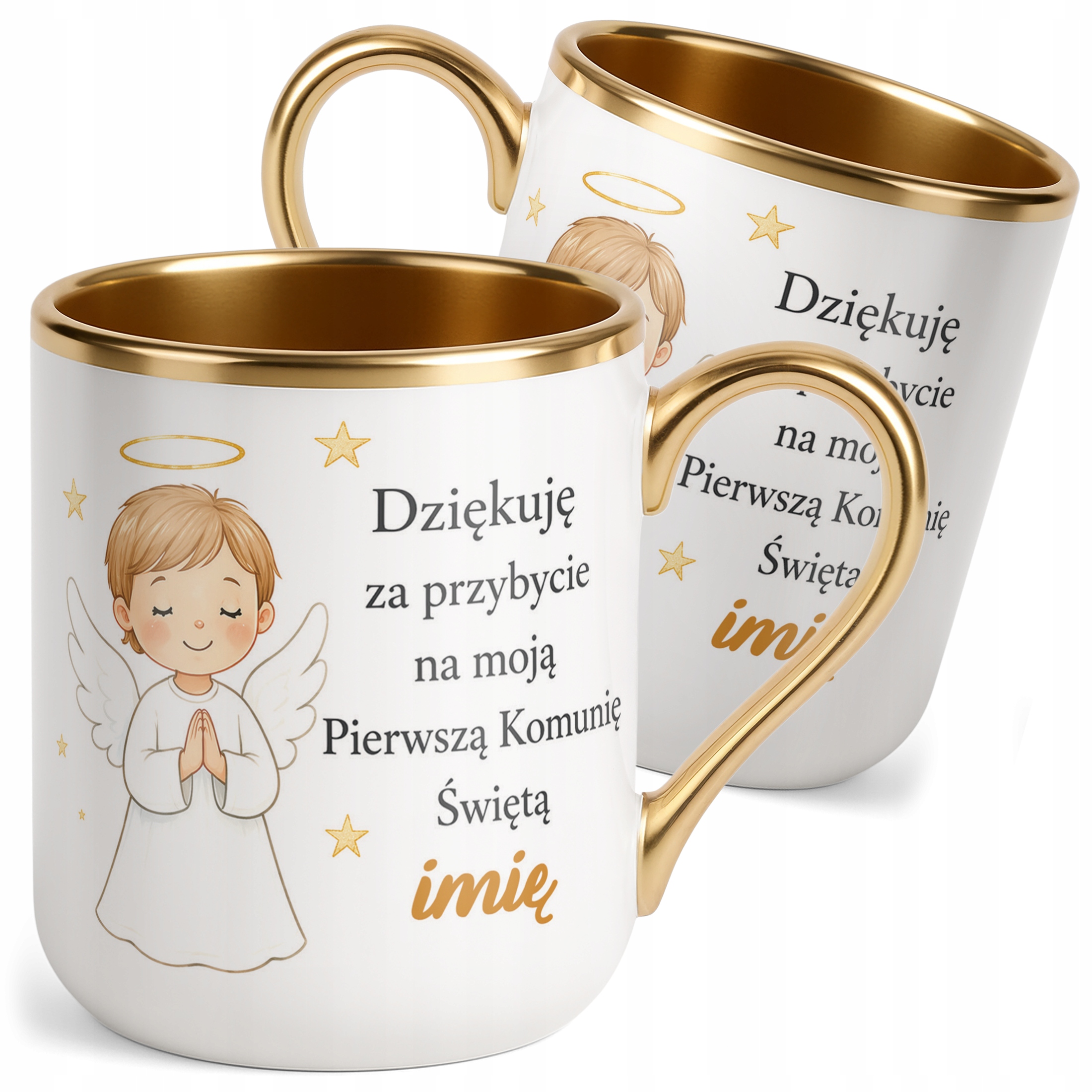 Kubek złoty z imieniem dziecka Komunia Święta dla gości personalizowany