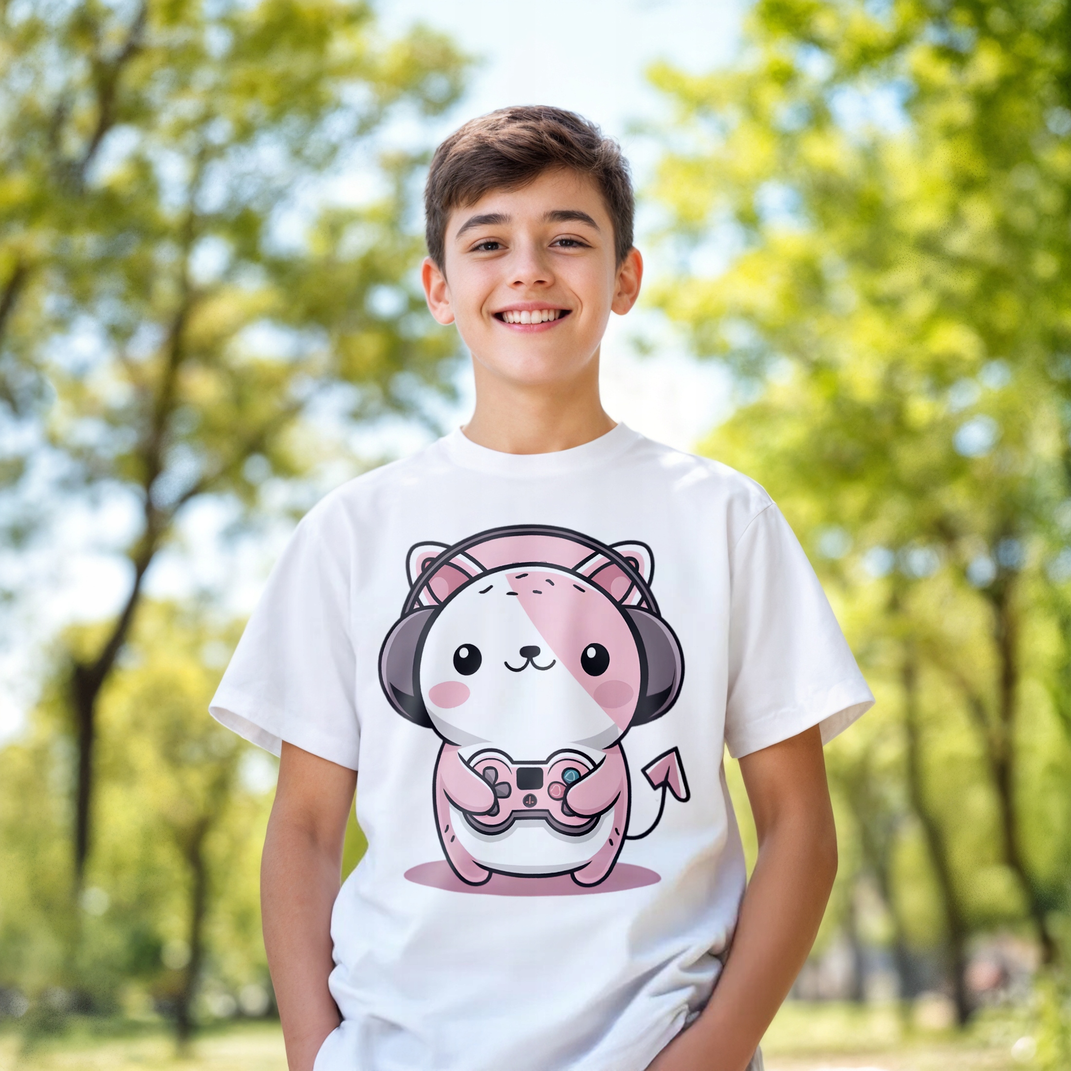 Podkoszulek dziecięcy biały Aksolotl Axolotl Różowy Zwierzak