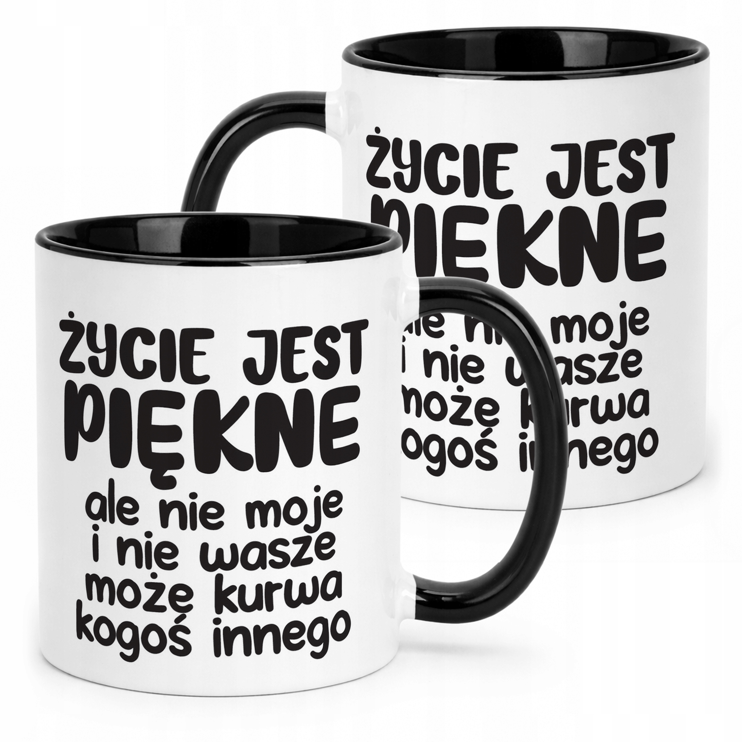 Kubek Czarny Życie Jest Piękne Śmieszny Zabawny Prezent