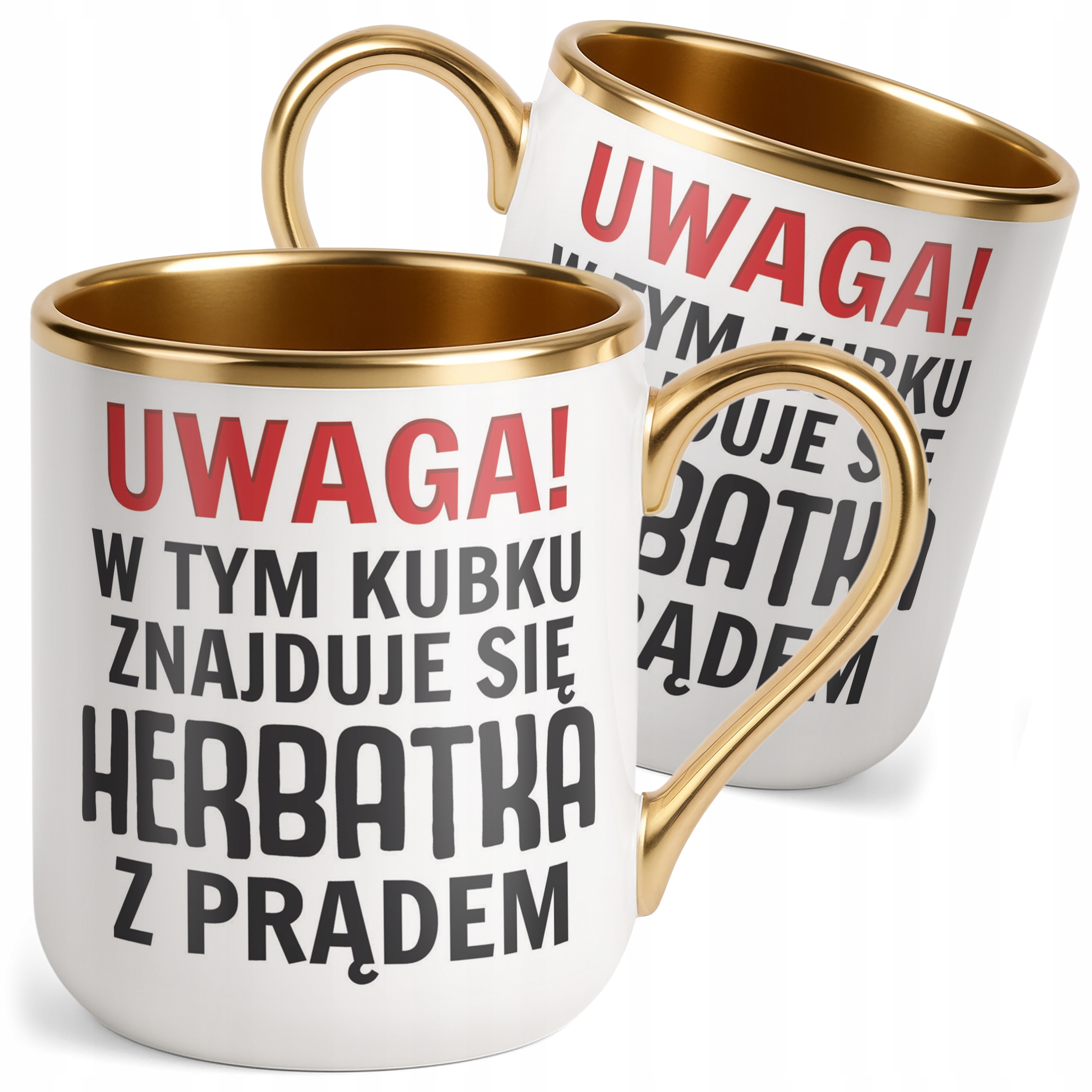 Kubek Premium Złoty Uwaga Herbata Z Prądem Zabawny Prezent Upominek