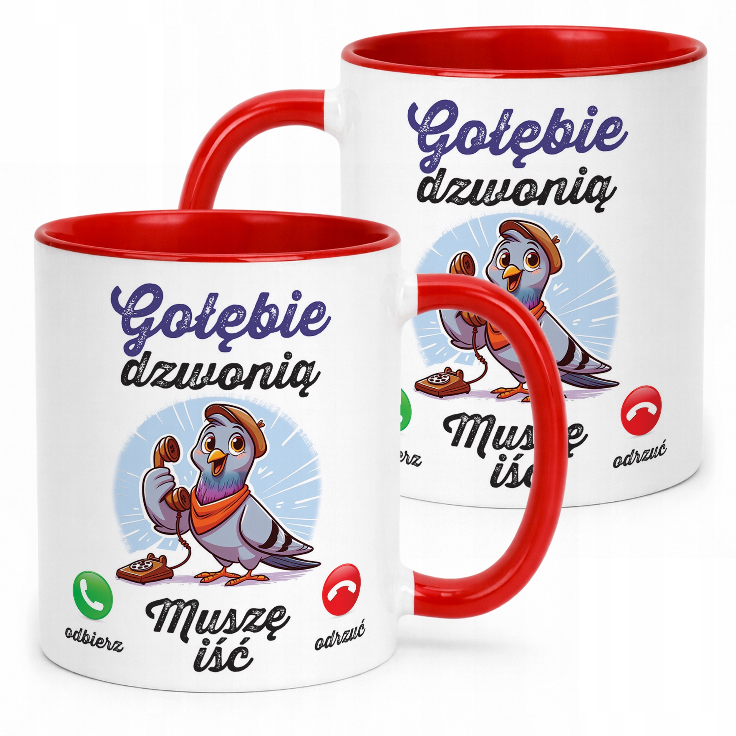 Kubek Czerwony Dla Gołębiarzy Prezent Upominek Dla Hodowcy Gołębi