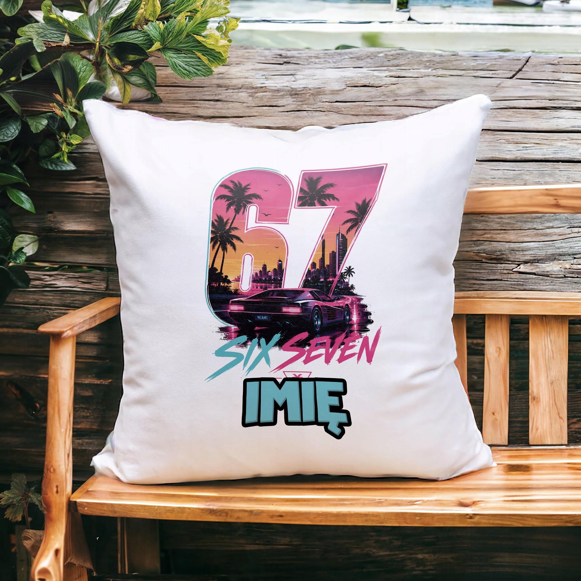 Zestaw Personalizowany Kubek Czarny Poduszka Miami 67 Six Seven