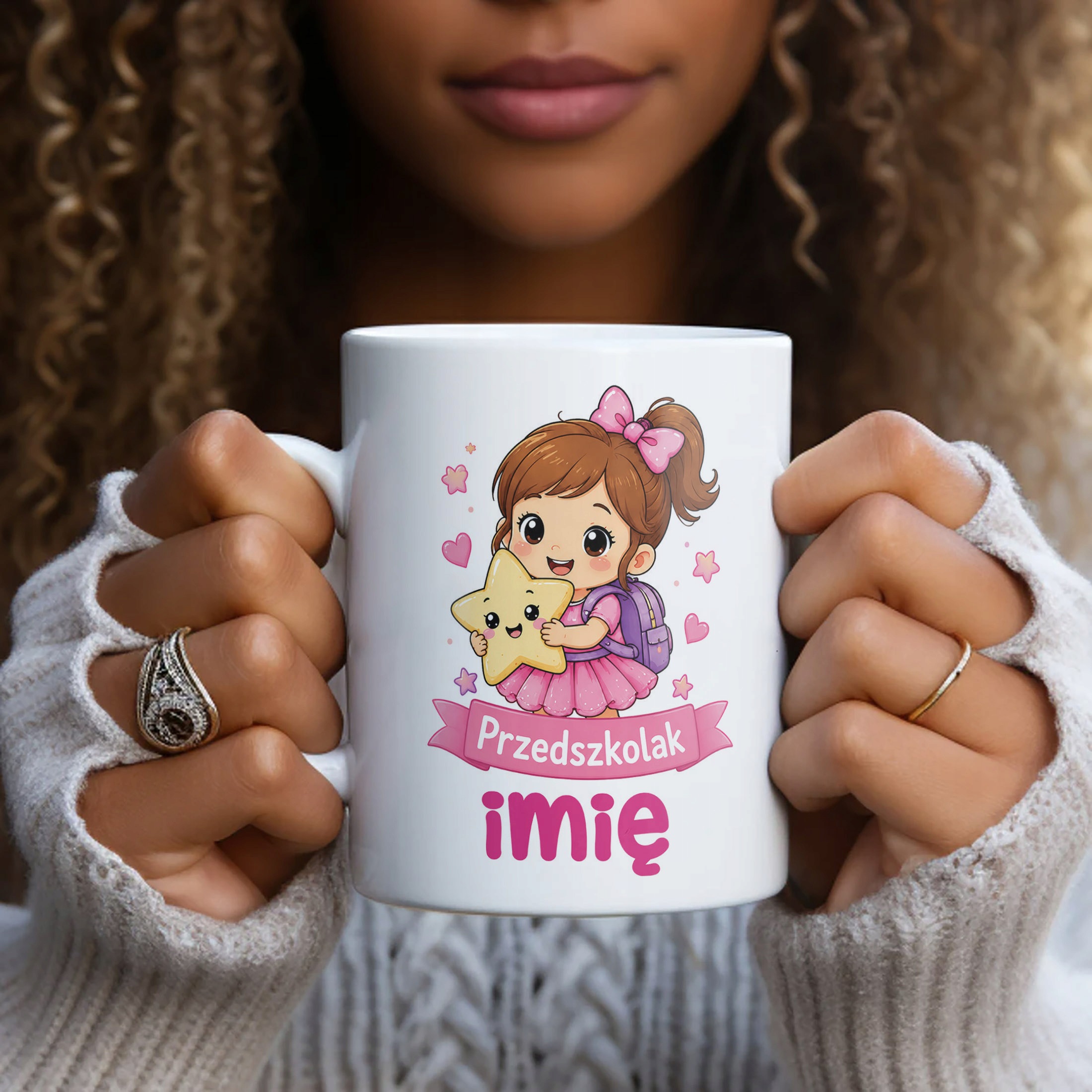 Biały Kubek z nadrukiem personalizowany Przedszkolak Szkoła Dla Dzieci