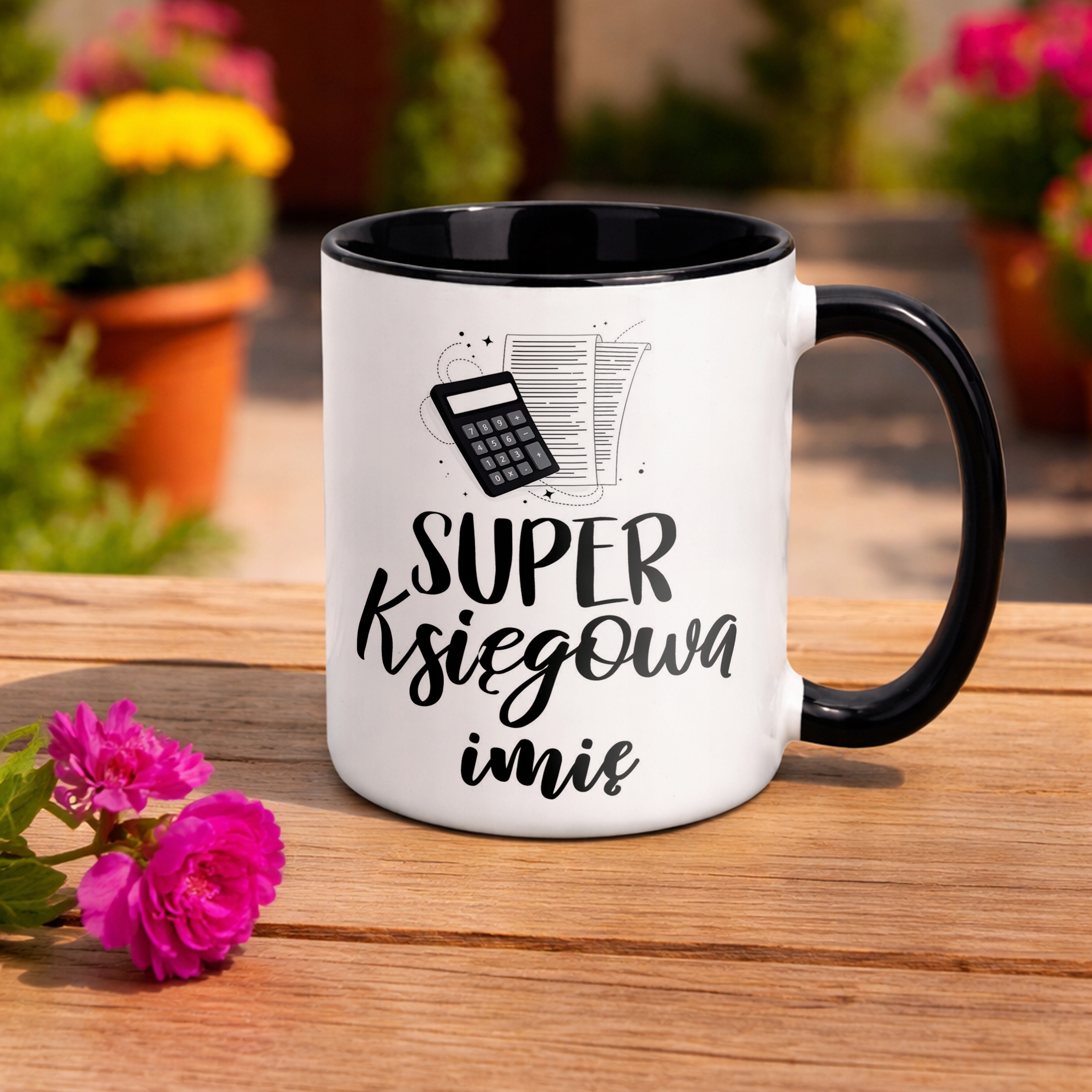 Kubek Czarny Personalizowany Super Księgowa Dla Księgowej Prezent