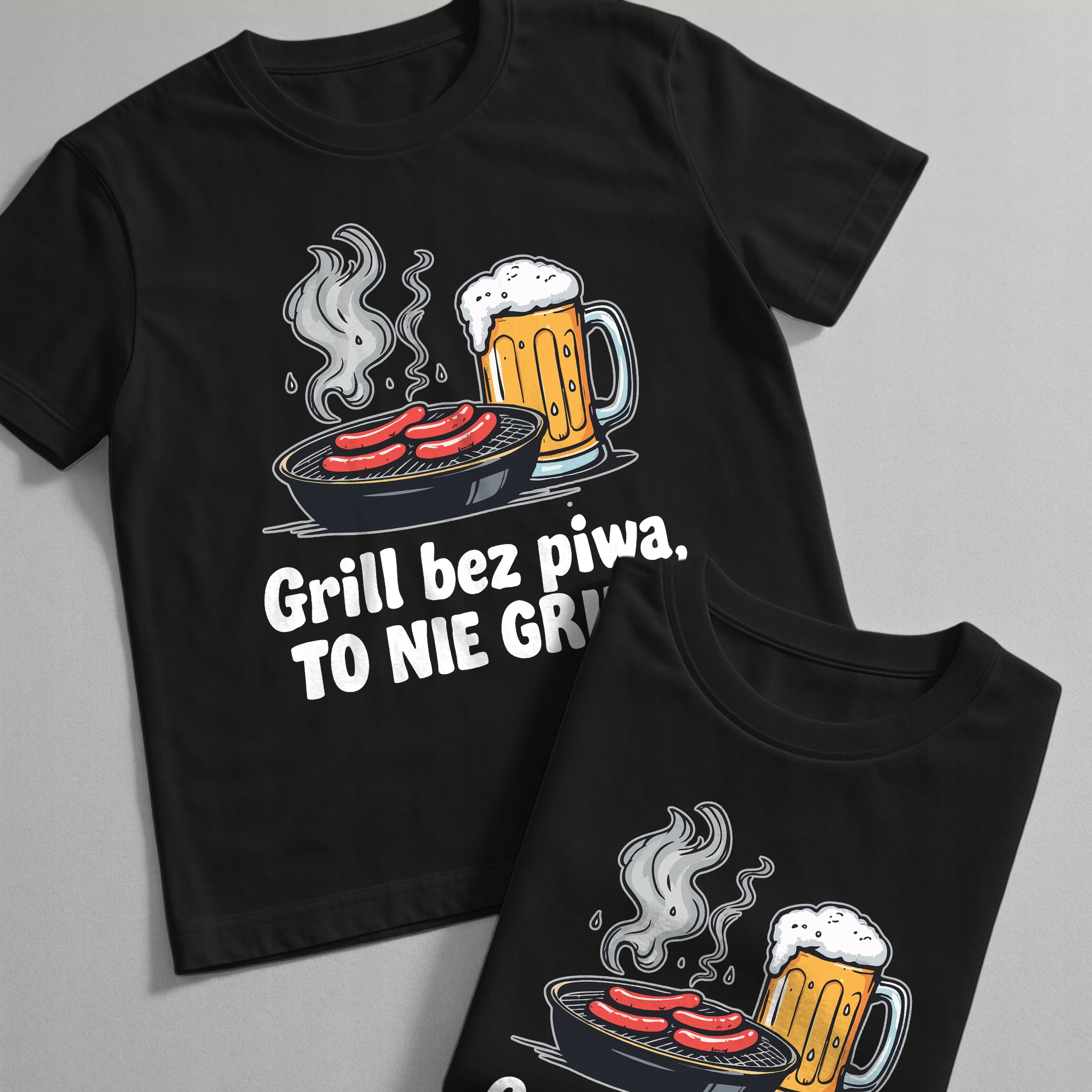 Koszulka czarna męska Grill Bez Piwa To Nie Grill Zabawny Prezent r. 3XL