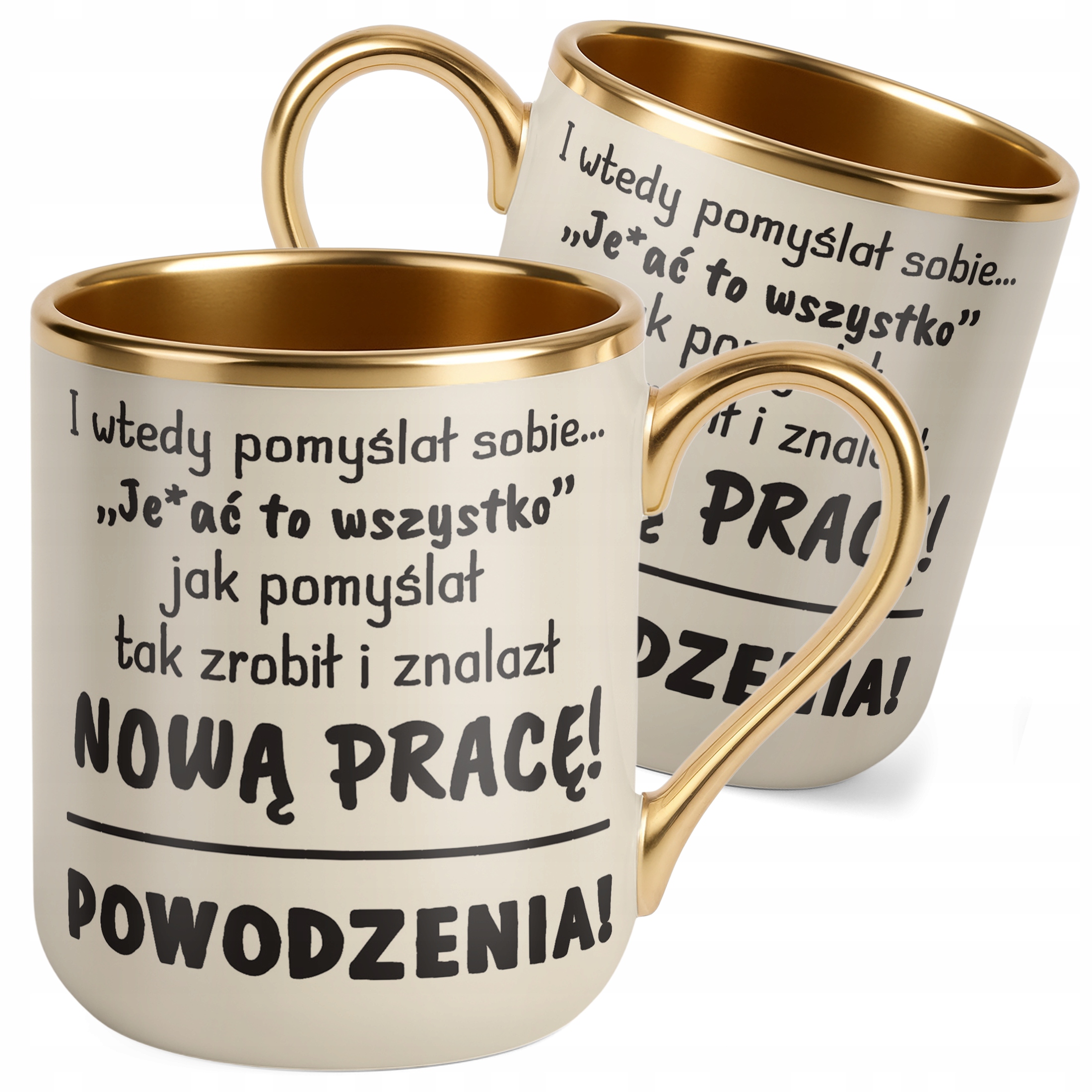 Kubek Premium Złoty Ecru Na Pożegnanie Odejście z Pracy Zabawny Prezent