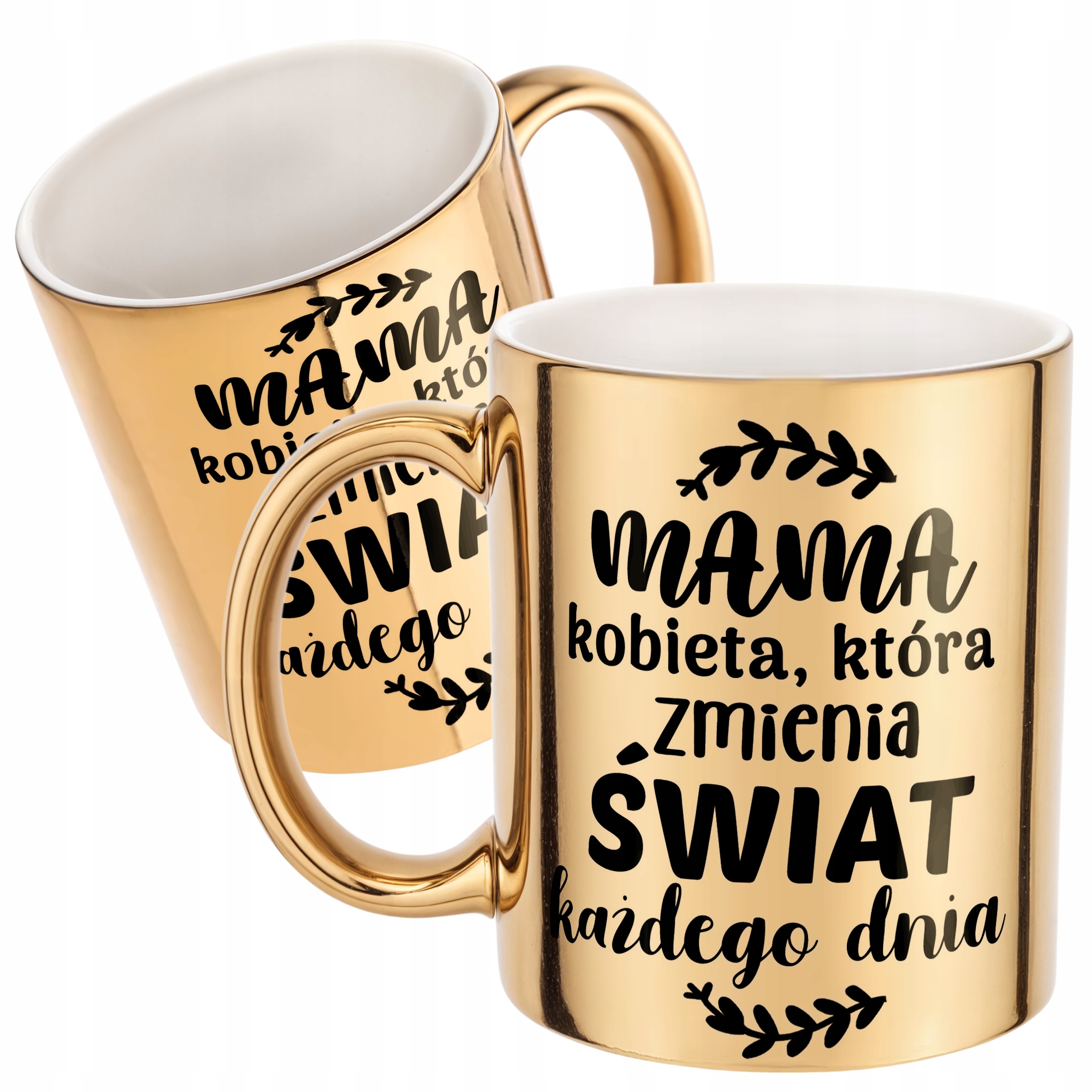 Złoty Kubek ceramiczny Dzień Matki Dla Mamy Kobieta Która Zmienia Świat