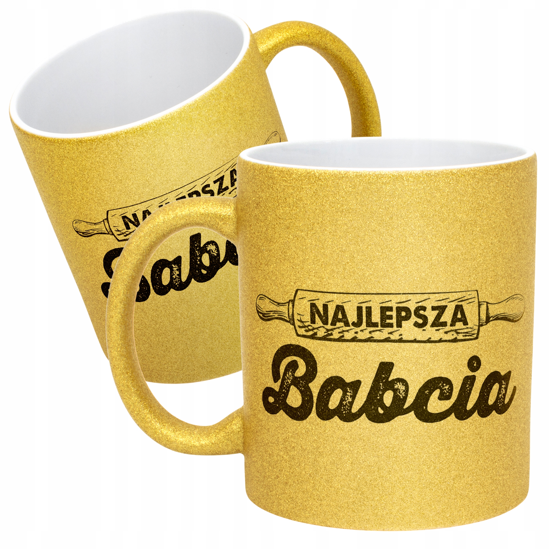 Złoty kubek brokatowy Dzień Babci Dla Babci Prezent Upominek