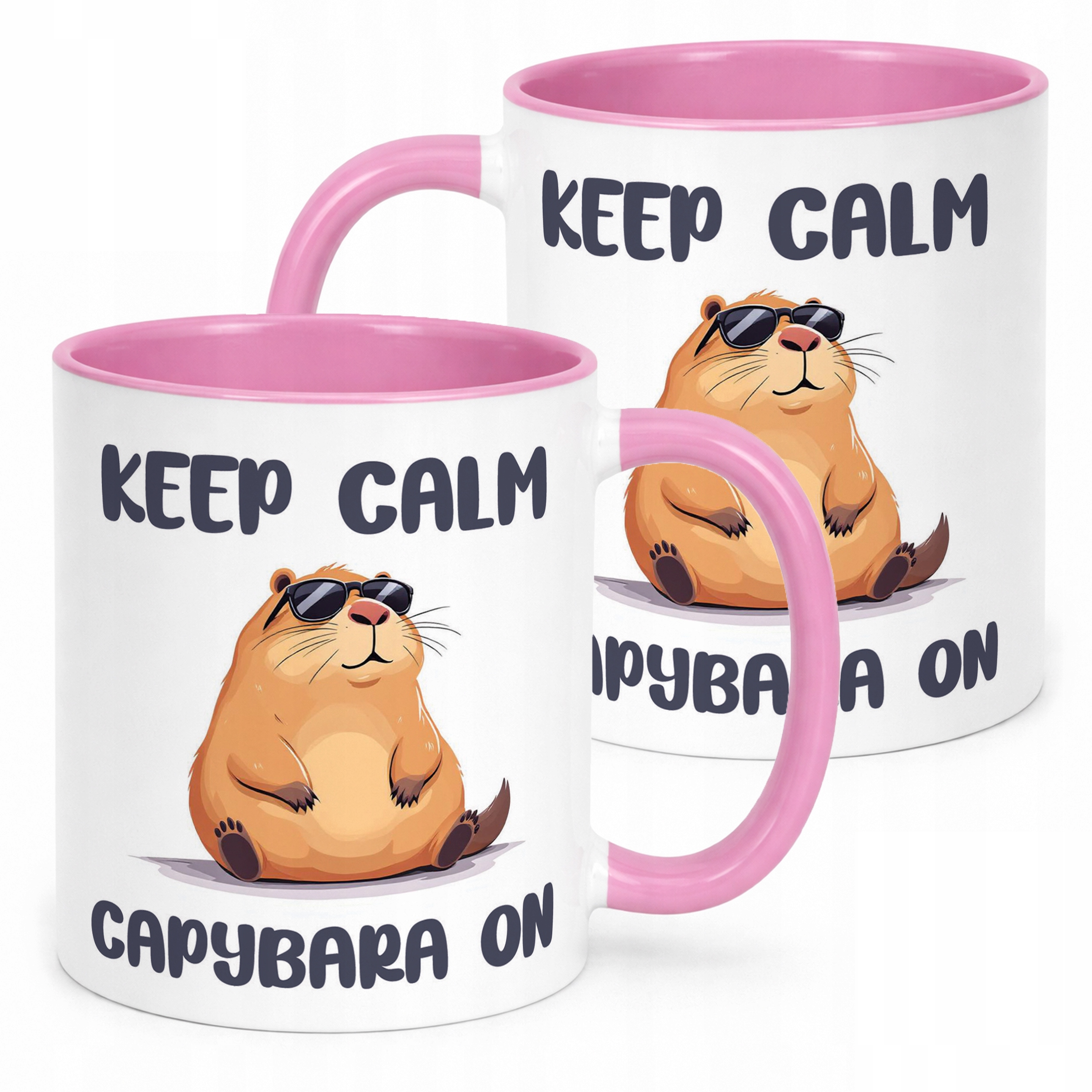Kubek Różowy Kapibara Capybara Zwierzak Słodki Dla Dzieci Prezent