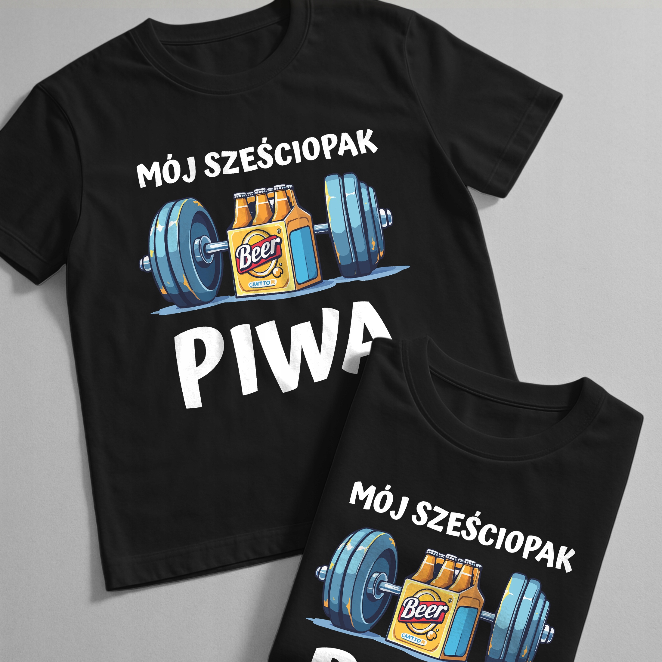 Koszulka czarna męska Mój Sześciopak Piwa Zabawny Prezent r. 3XL