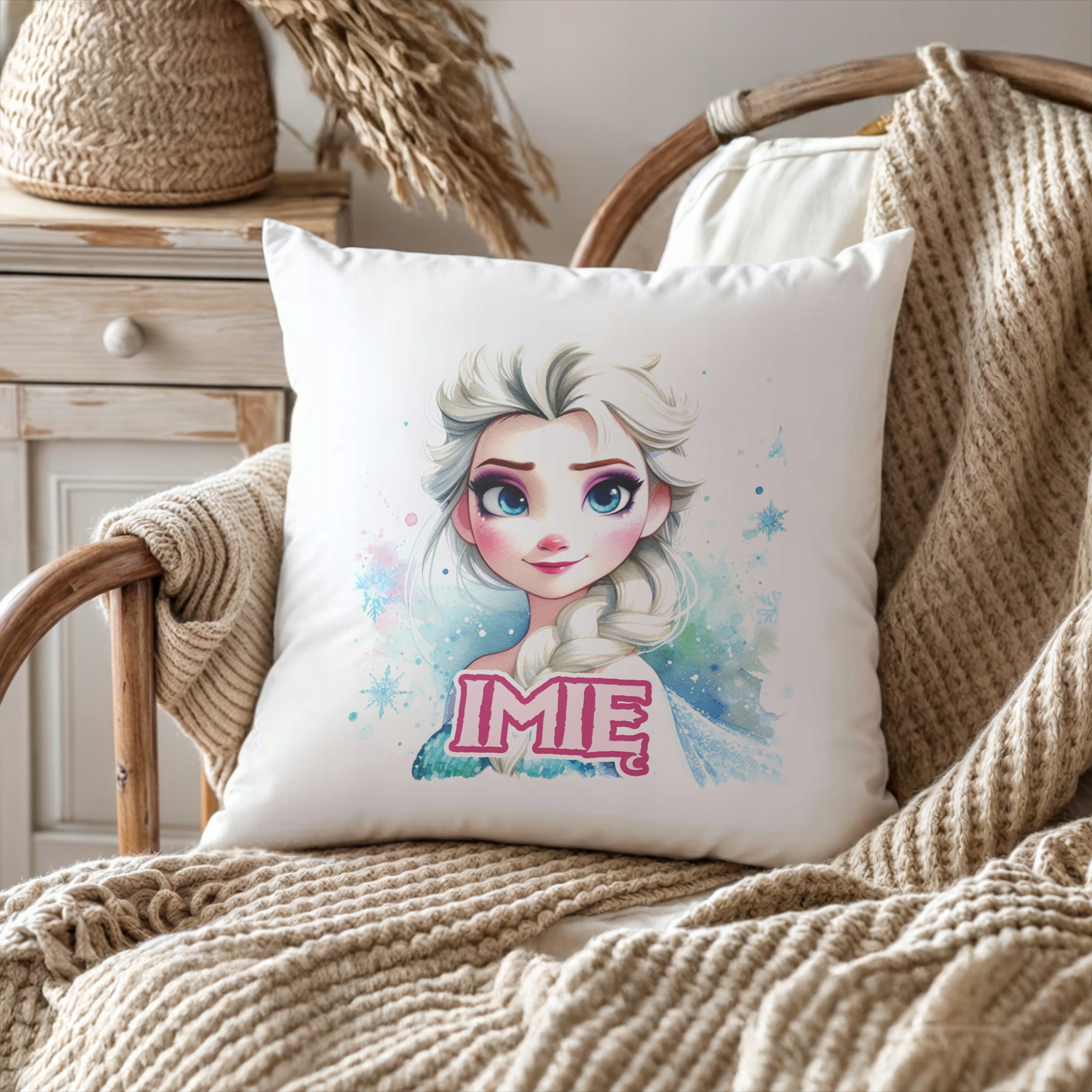 Zestaw Personalizowany Kubek + Poduszka 38×38 cm Kraina Lodu Dla Dzieci