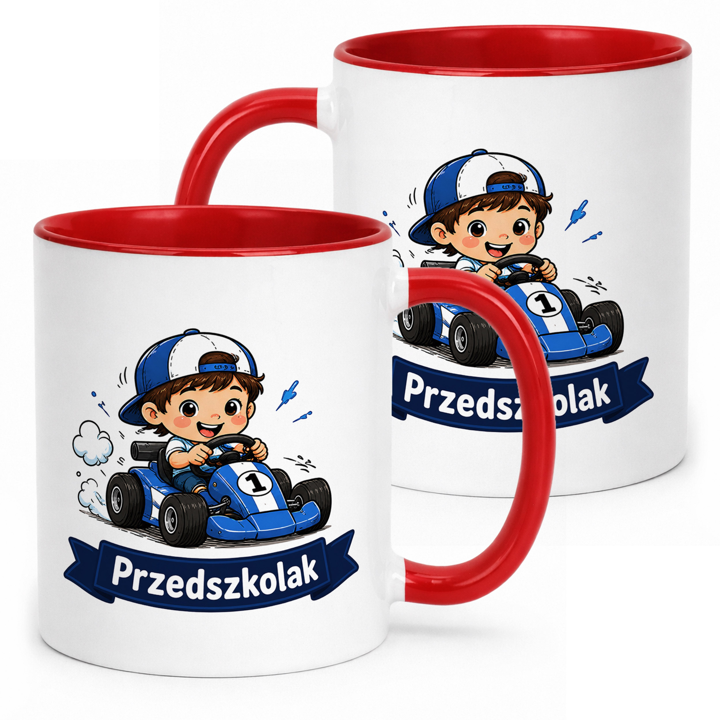 Kubek Czerwony z nadrukiem Przedszkolak Szkoła Dla Dzieci Prezent