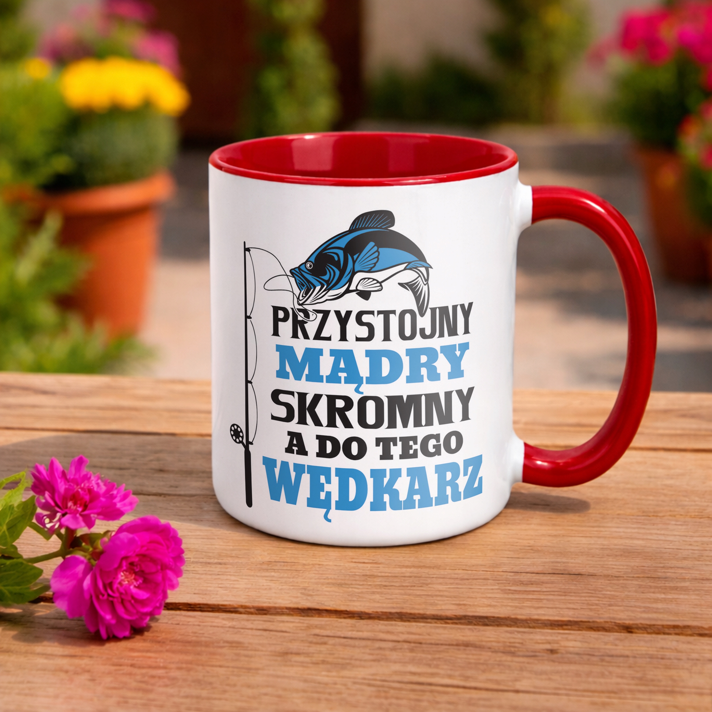 Kubek Czerwony Dla Wędkarza Ryby Wędkowanie Prezent Upominek