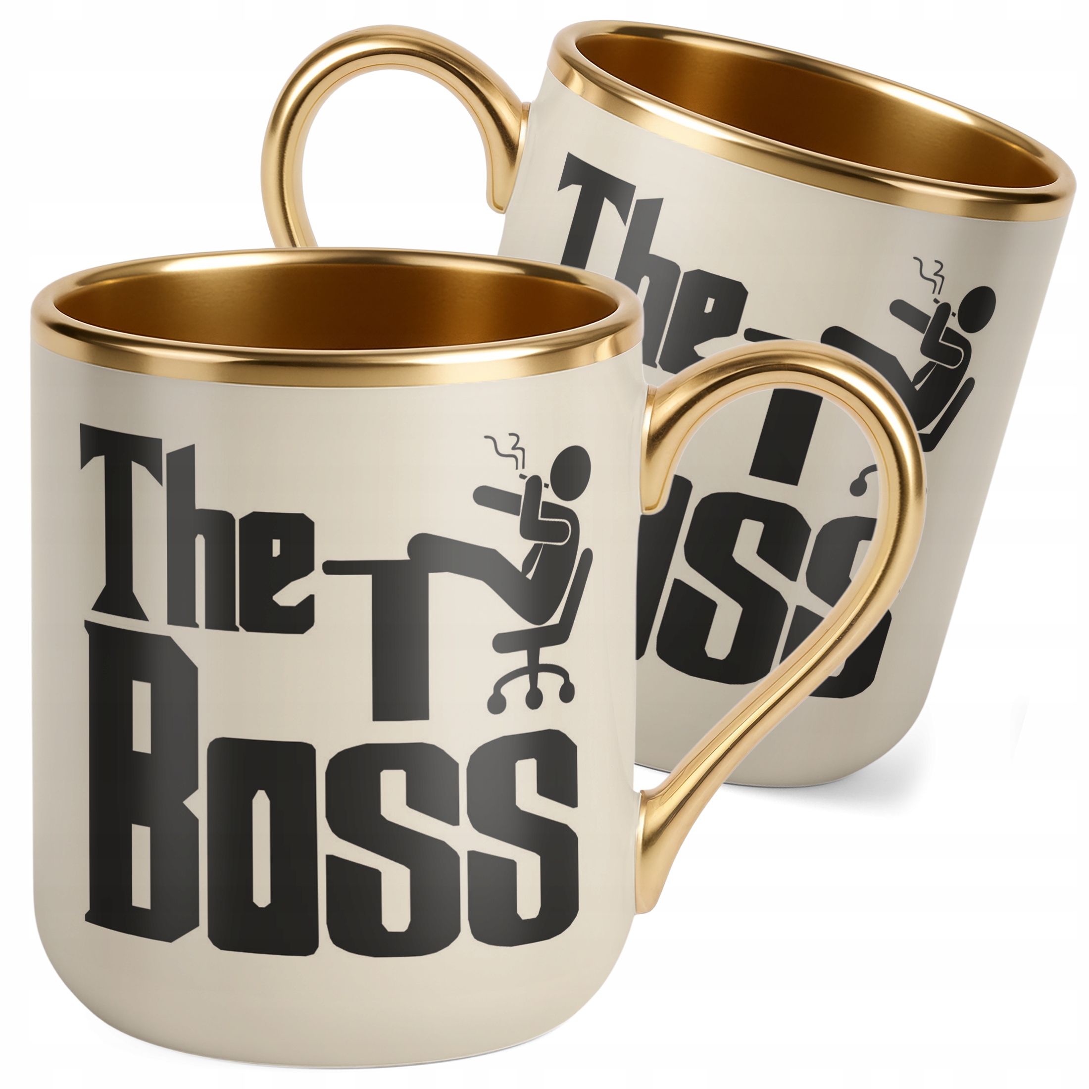Kubek Premium Złoty Ecru The Boss Dla Szefa Szefowej Prezent Upominek