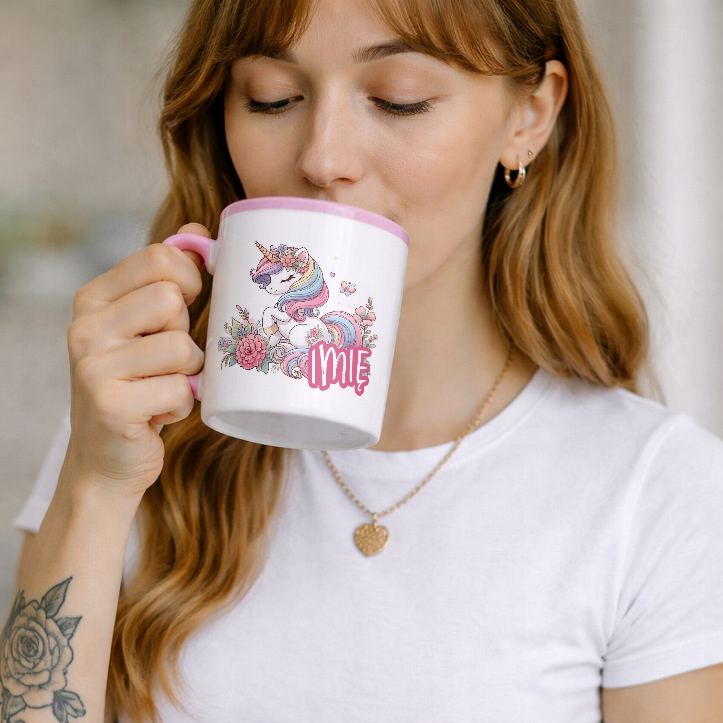 Kubek Różowy Personalizowany Z Jednorożcem Koń Słodki Dla Dzieci