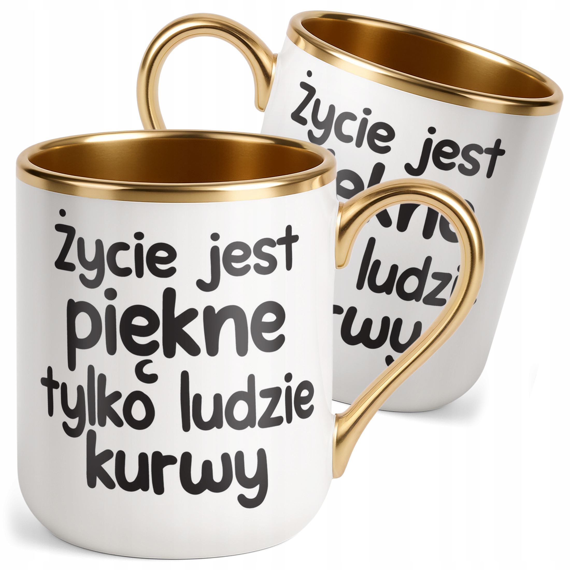 Kubek Premium Złoty Życie Jest Piękne Śmieszny Zabawny Prezent
