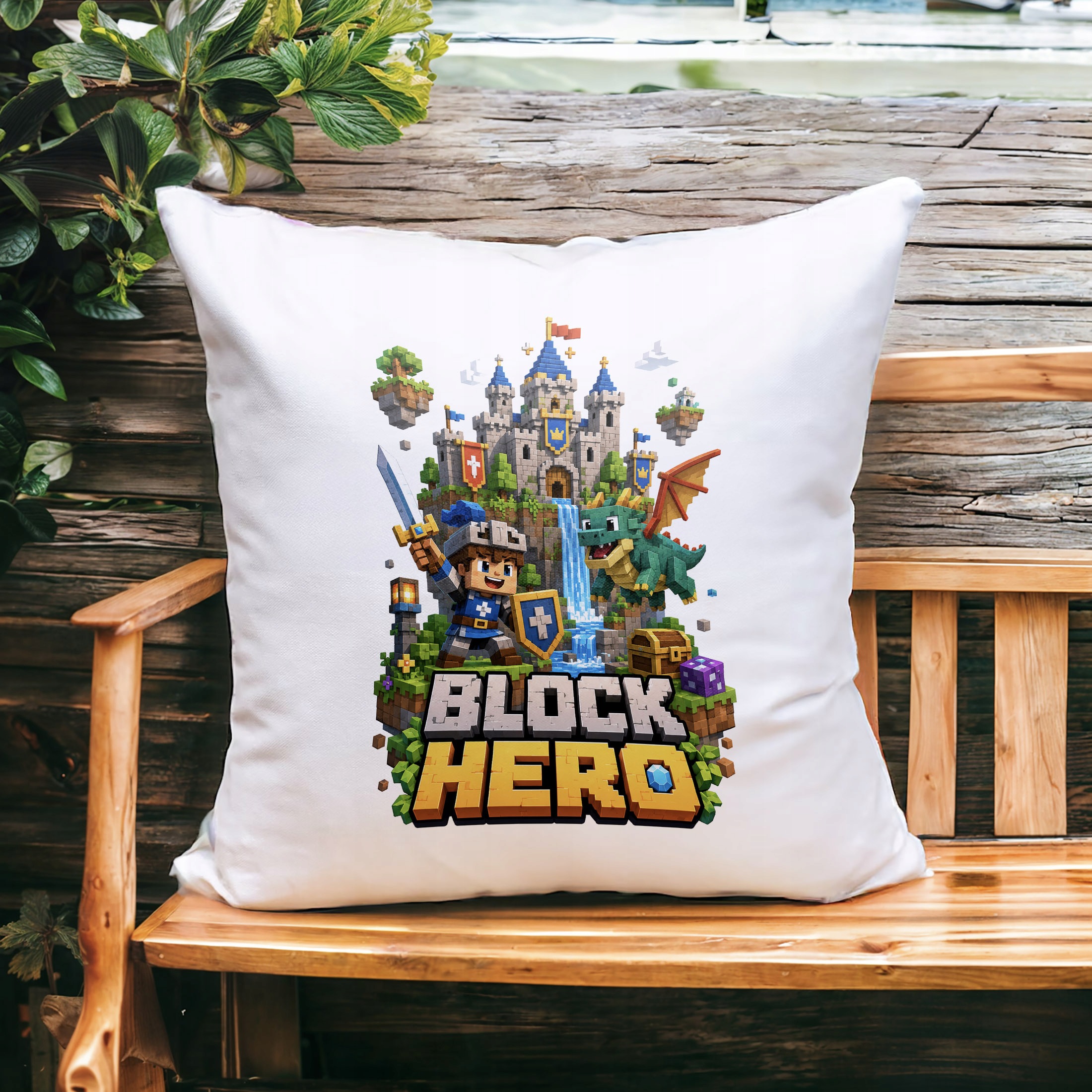Zestaw Kubek Czarny Poduszka Z Nadrukiem BLOCK HERO Gra Prezent