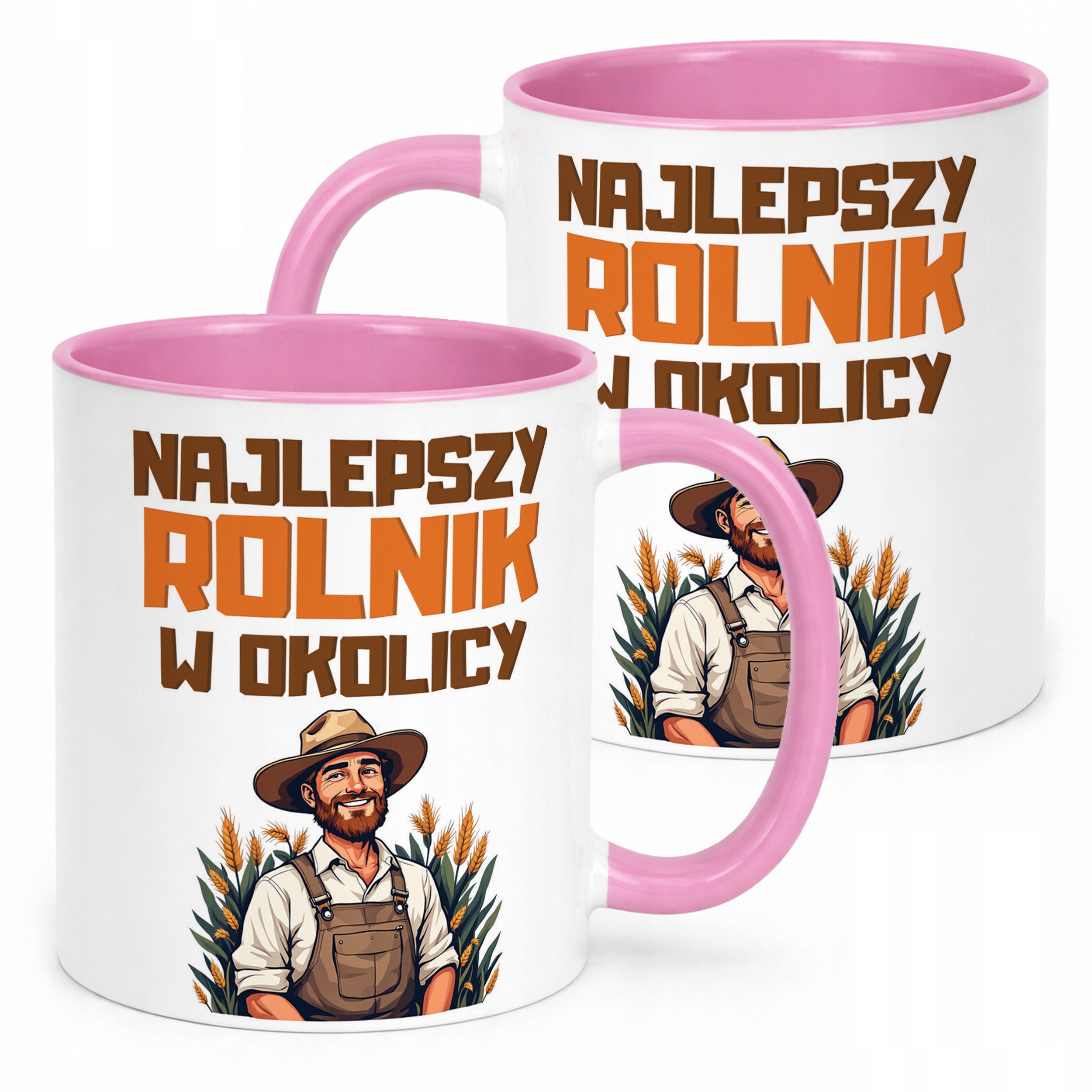 Kubek Różowy Rolnik Dla Rolnika Traktor Zabawny Prezent Upominek