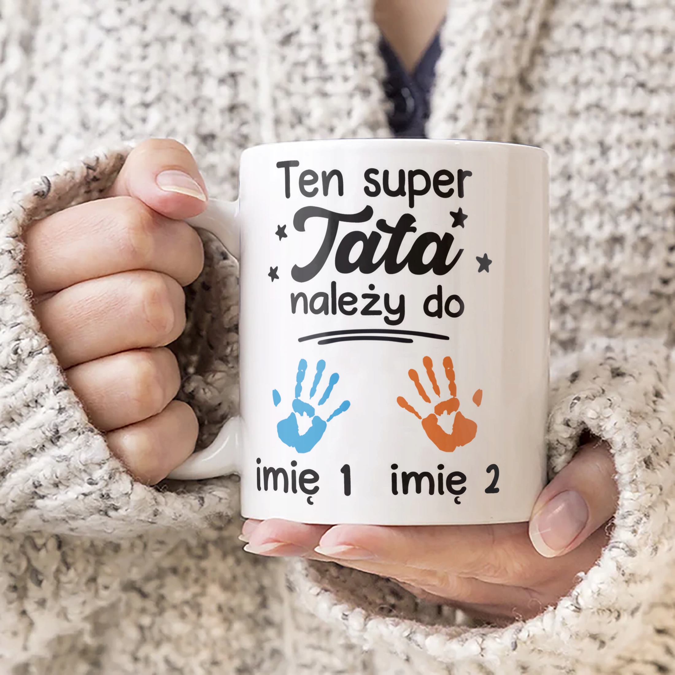 Kubek ceramiczny Personalizowany Dzień Ojca Tata Należy Do 2 Dzieci