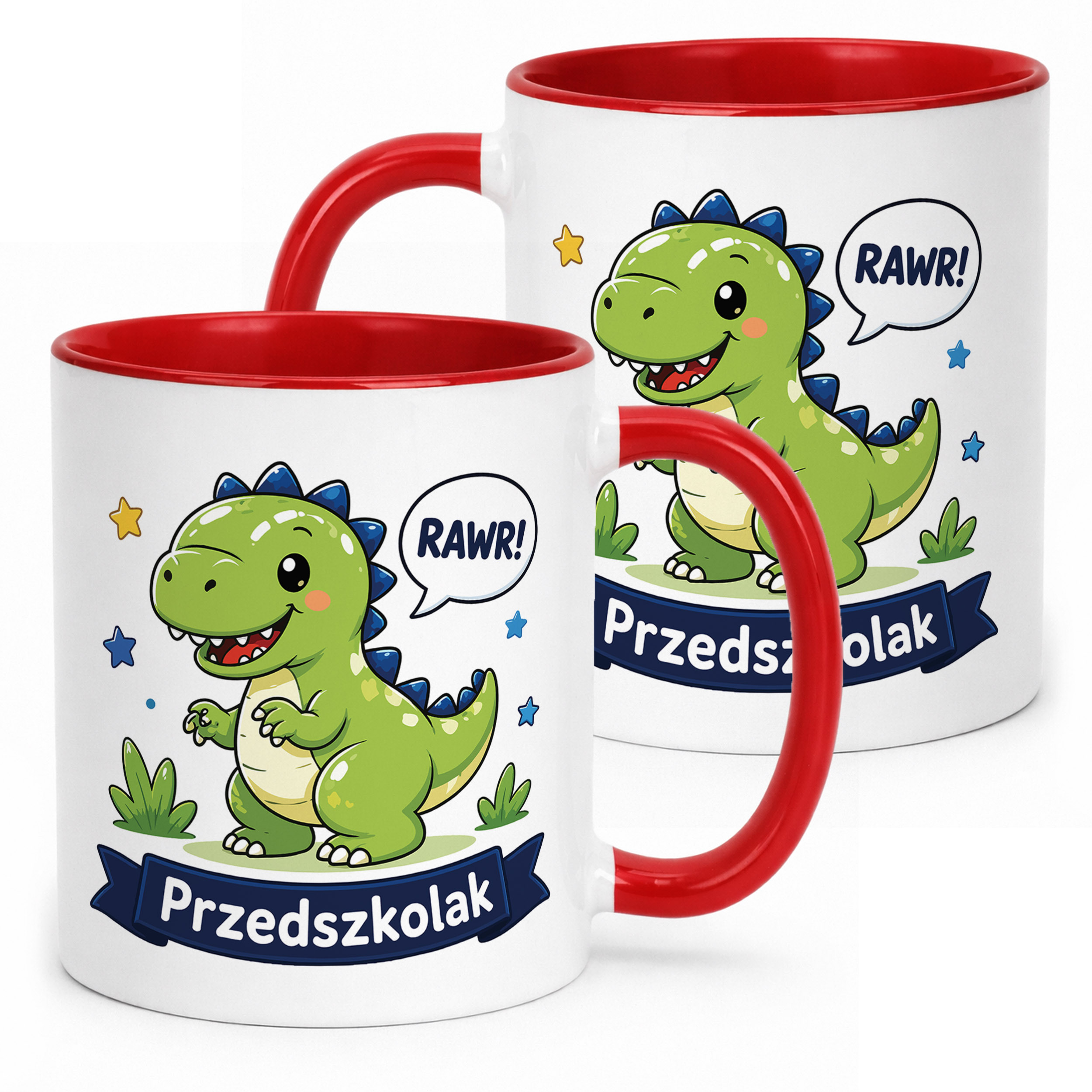 Kubek Czerwony z nadrukiem Przedszkolak Szkoła Dla Dzieci Prezent
