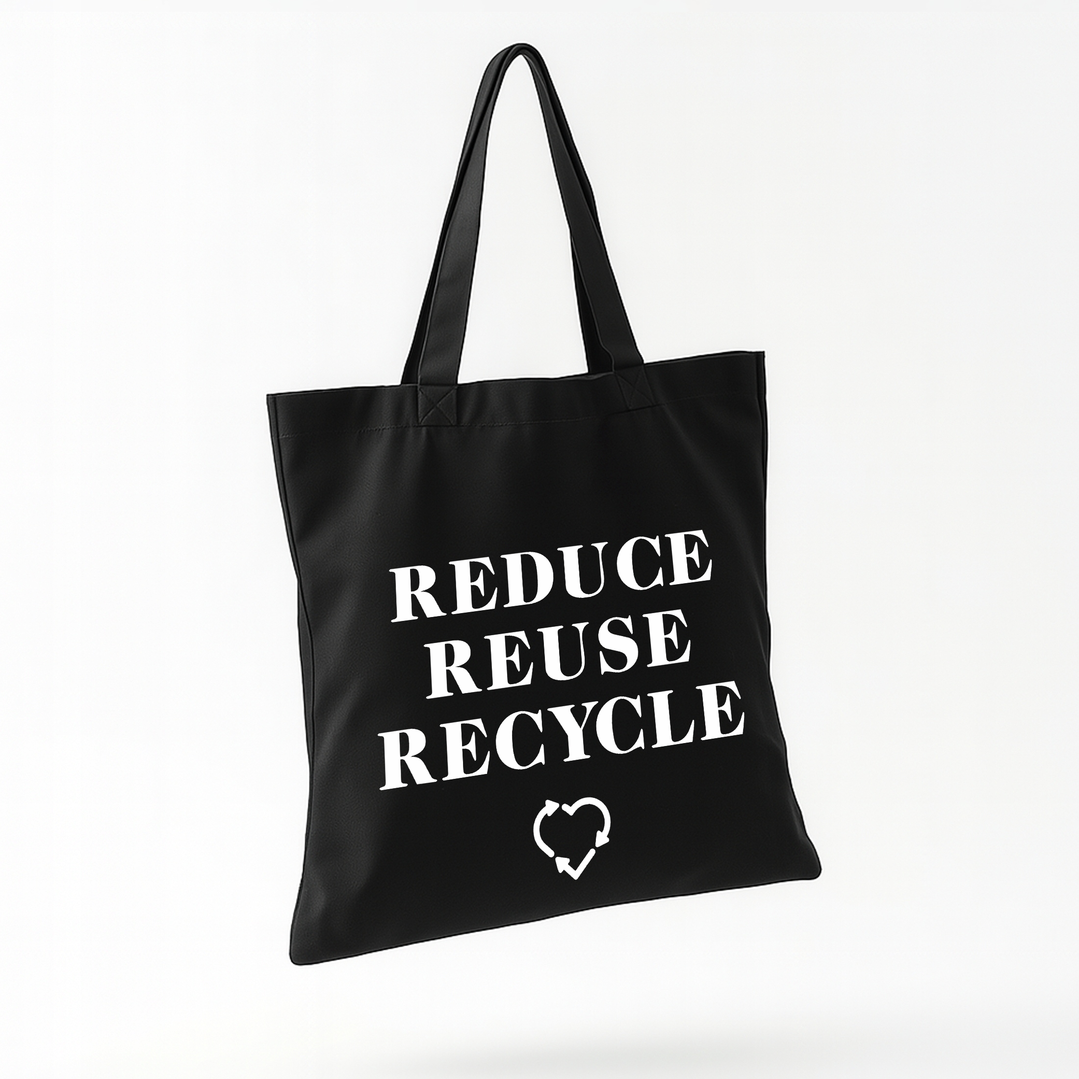 Torba bawełniana czarna na zakupy Reduce Reuse Recycle Ekologia