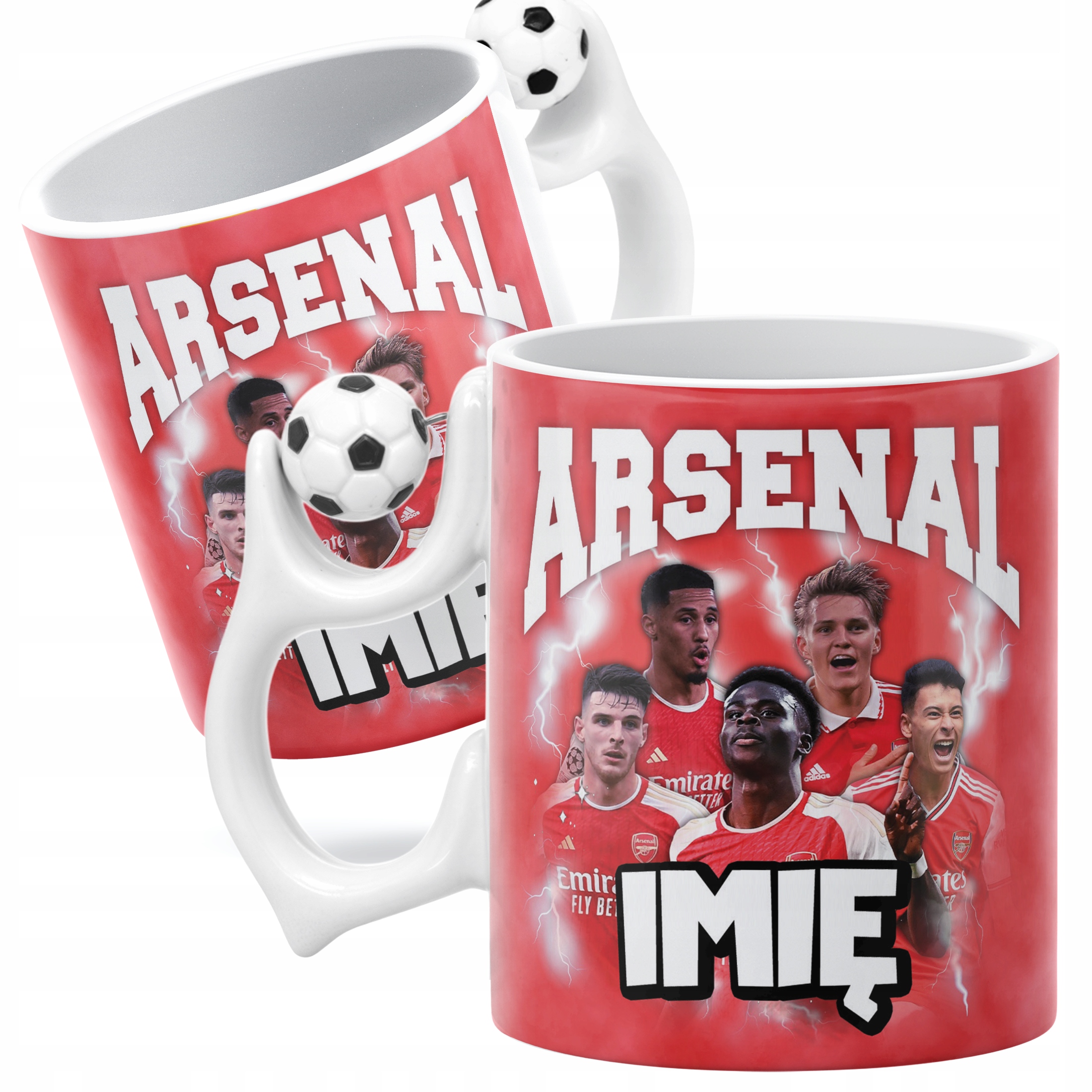 Kubek piłkarski personalizowany Arsenal Saka Odegaard Ricedla kibiców
