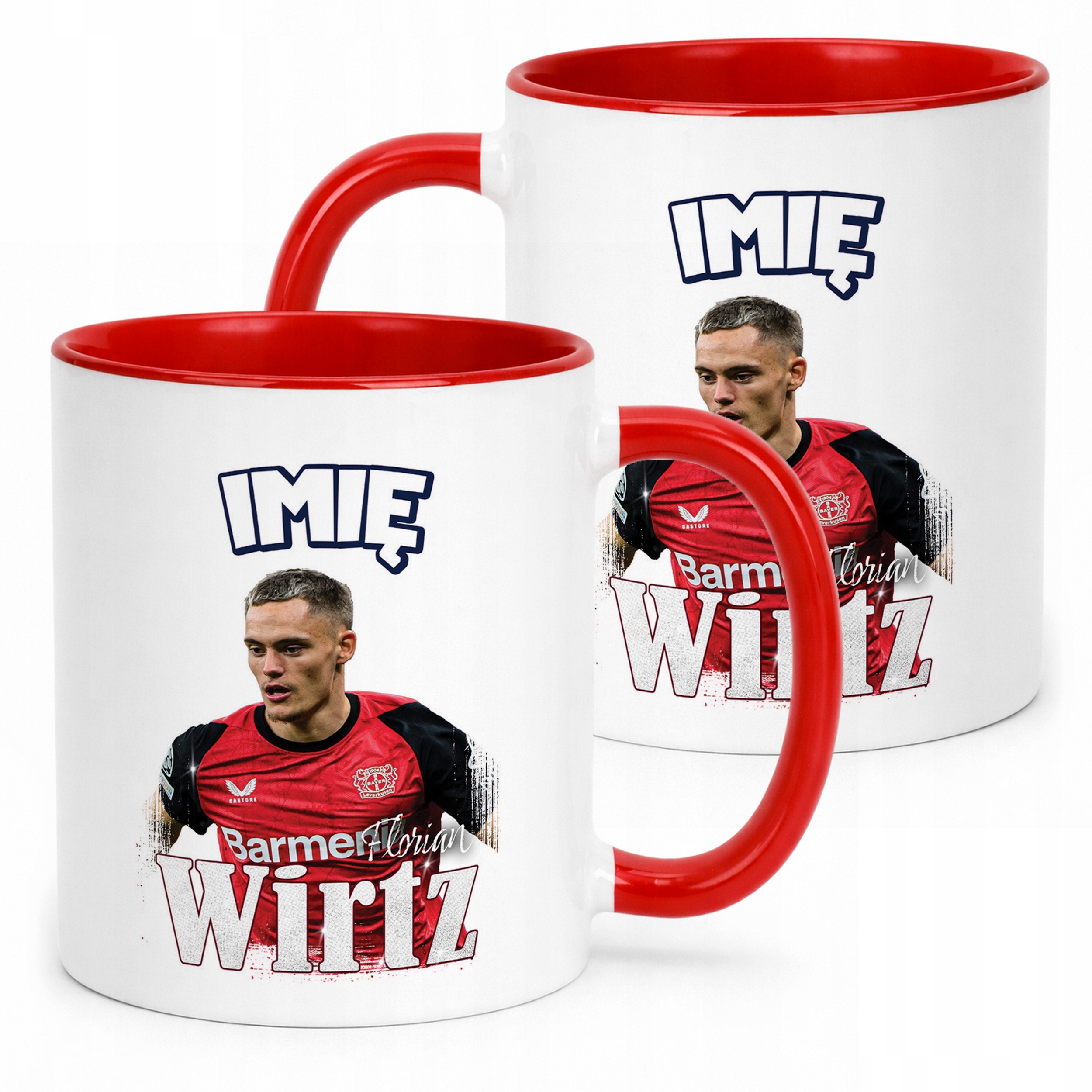 Kubek Czerwony Personalizowany Florian Wirtz Bayer Leverkusen Prezent