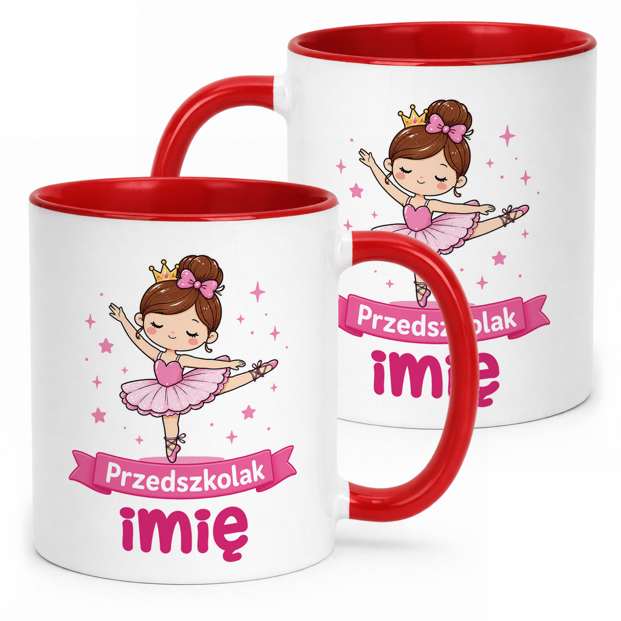 Kubek Czerwony z nadrukiem personalizowany Przedszkolak Szkoła Dla Dzieci