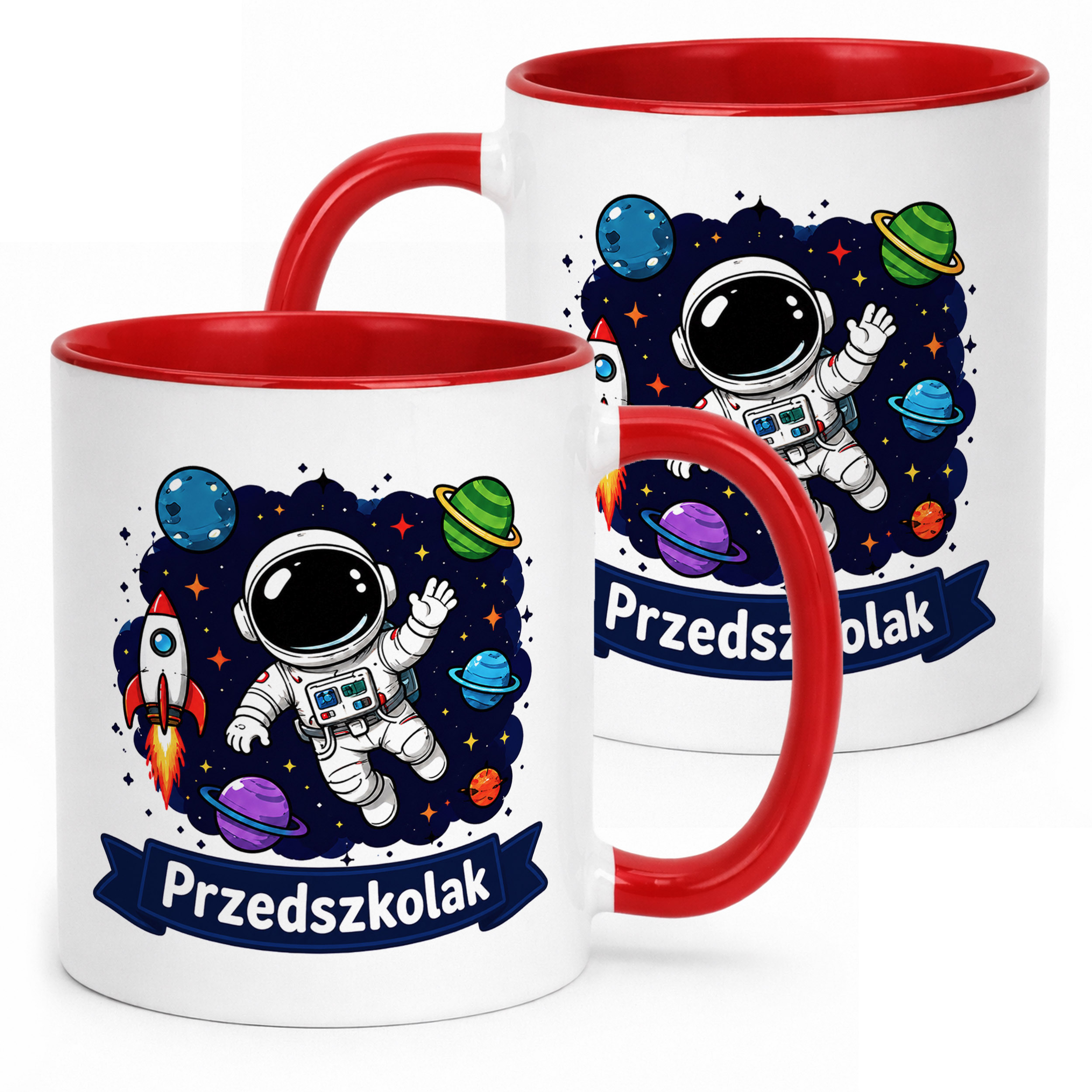Kubek Czerwony z nadrukiem Przedszkolak Szkoła Dla Dzieci Prezent