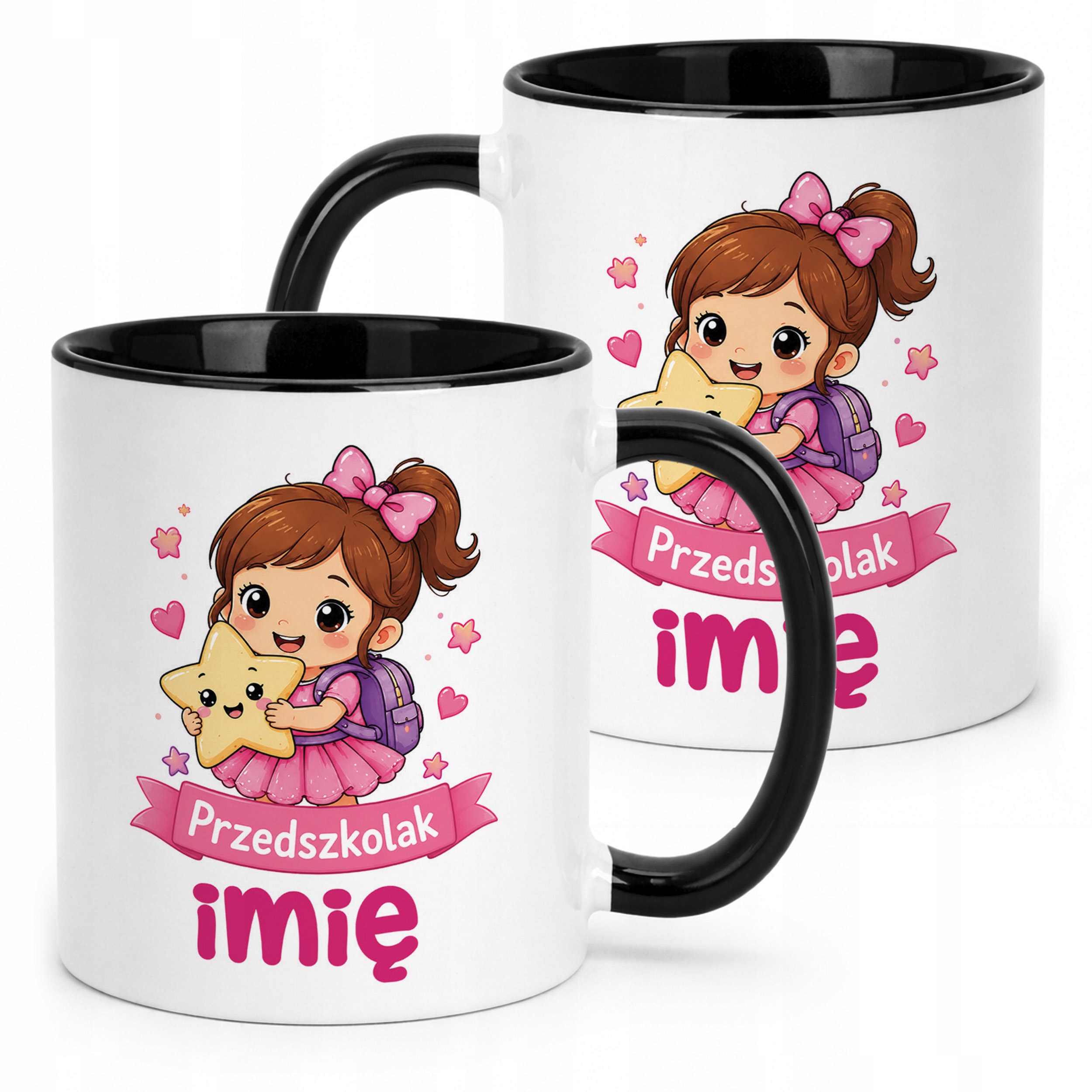 Kubek Czarny z nadrukiem personalizowany Przedszkolak Szkoła Dla Dzieci