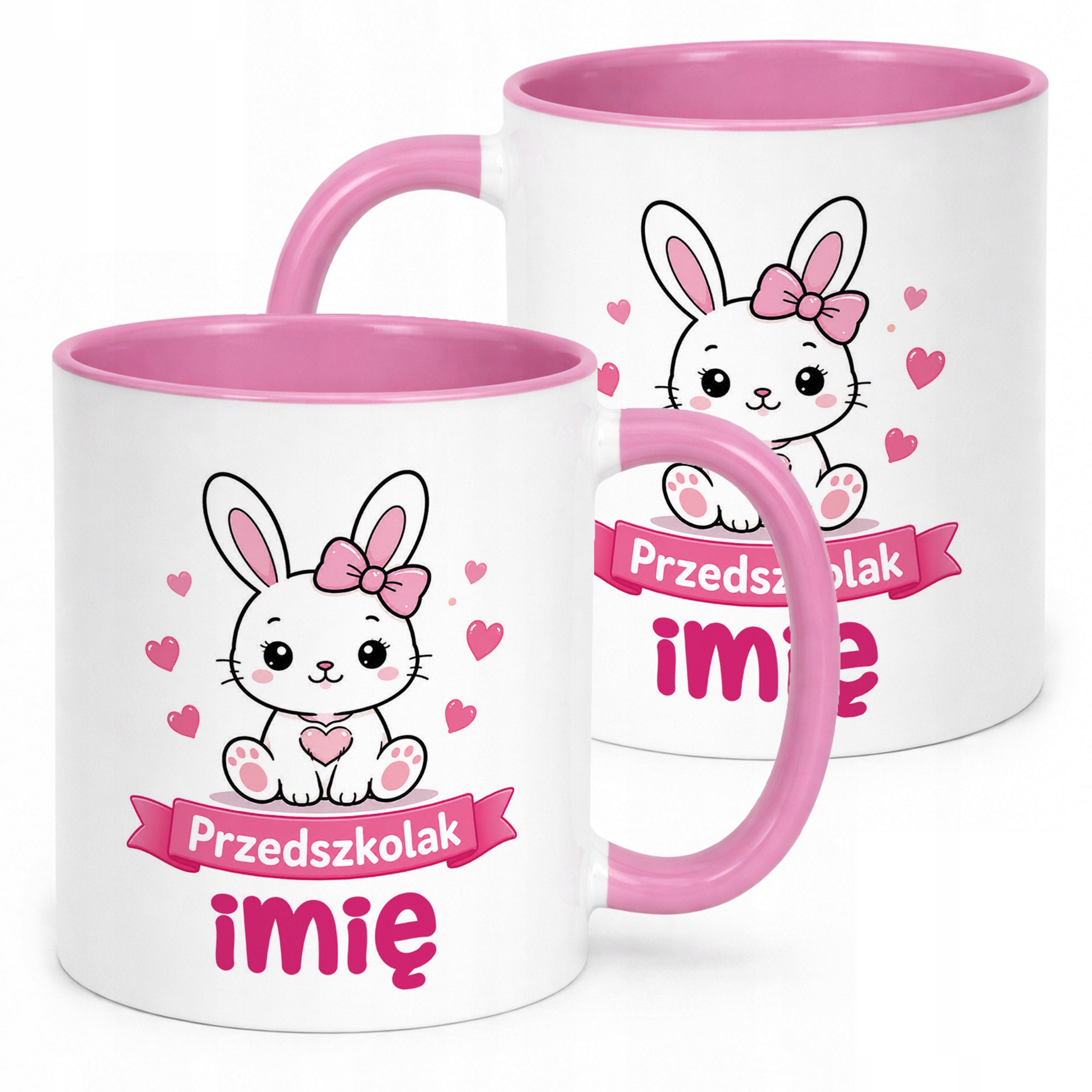 Kubek Różowy z nadrukiem personalizowany Przedszkolak Szkoła Dla Dzieci