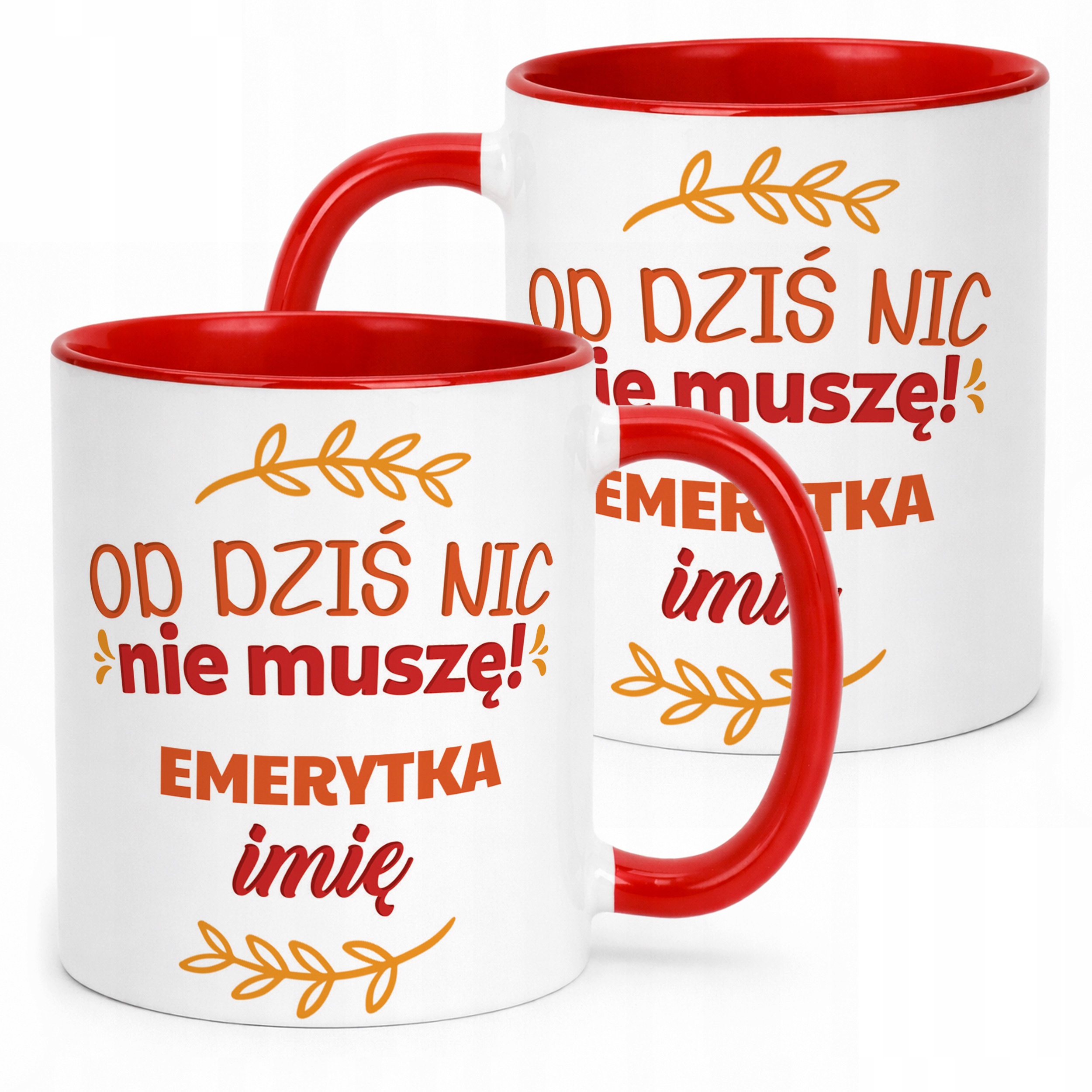 Kubek Czerwony Personalizowany z okazji Emerytury Dla Emerytki Prezent