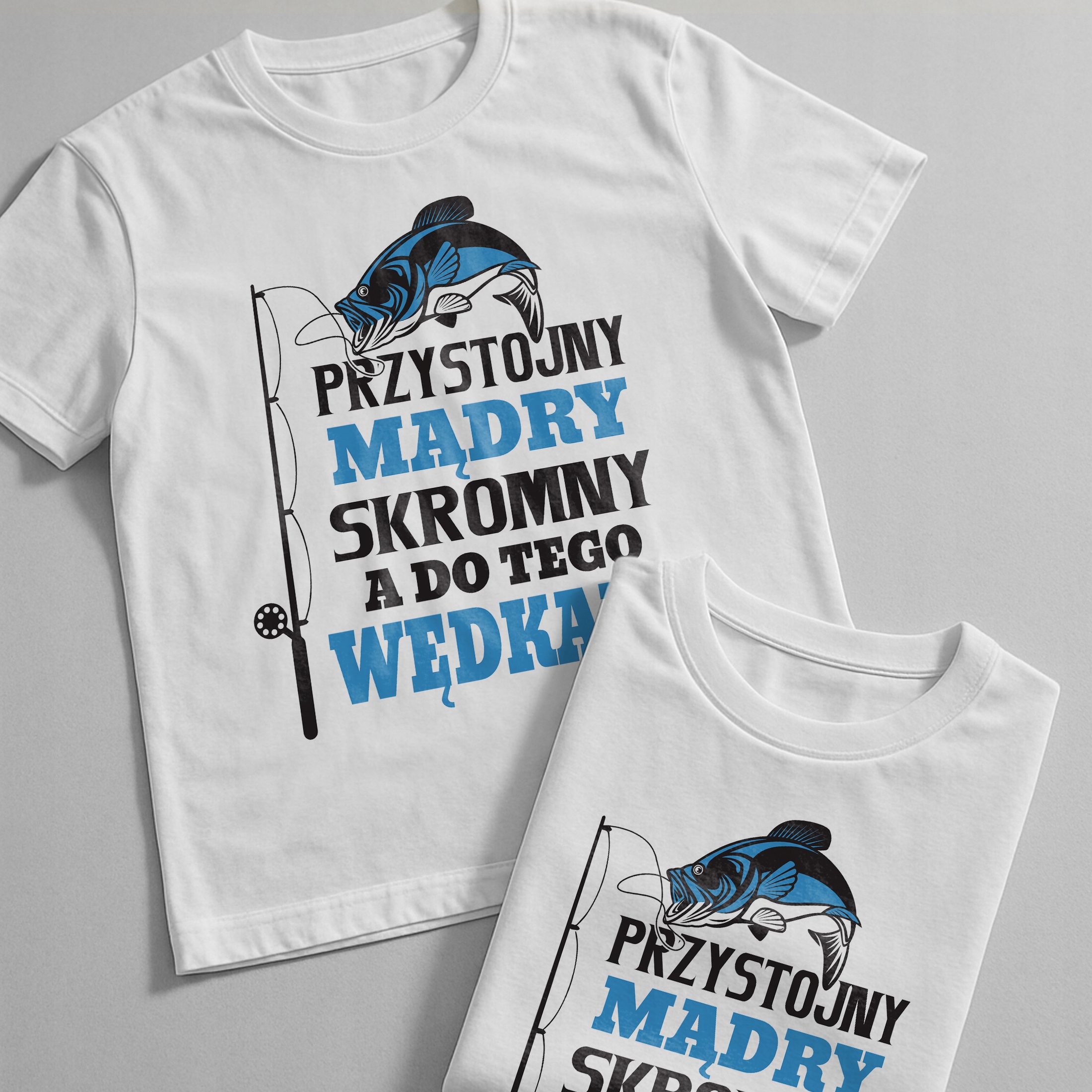 Koszulka biała męska Dla Wędkarza Wędkowanie Ryby Prezent
