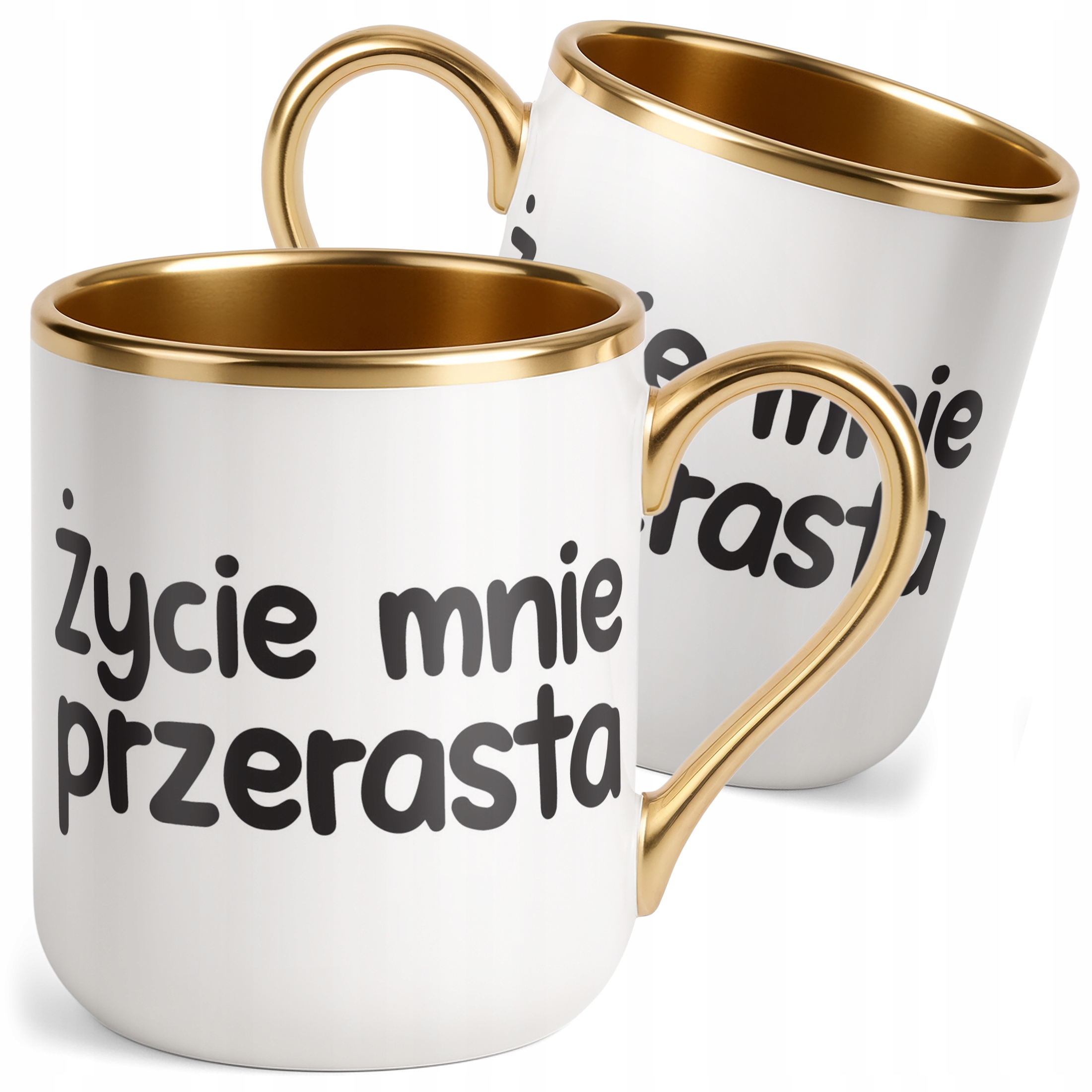 Kubek Premium Złoty Życie Mnie Przerasta Śmieszny Zabawny Prezent