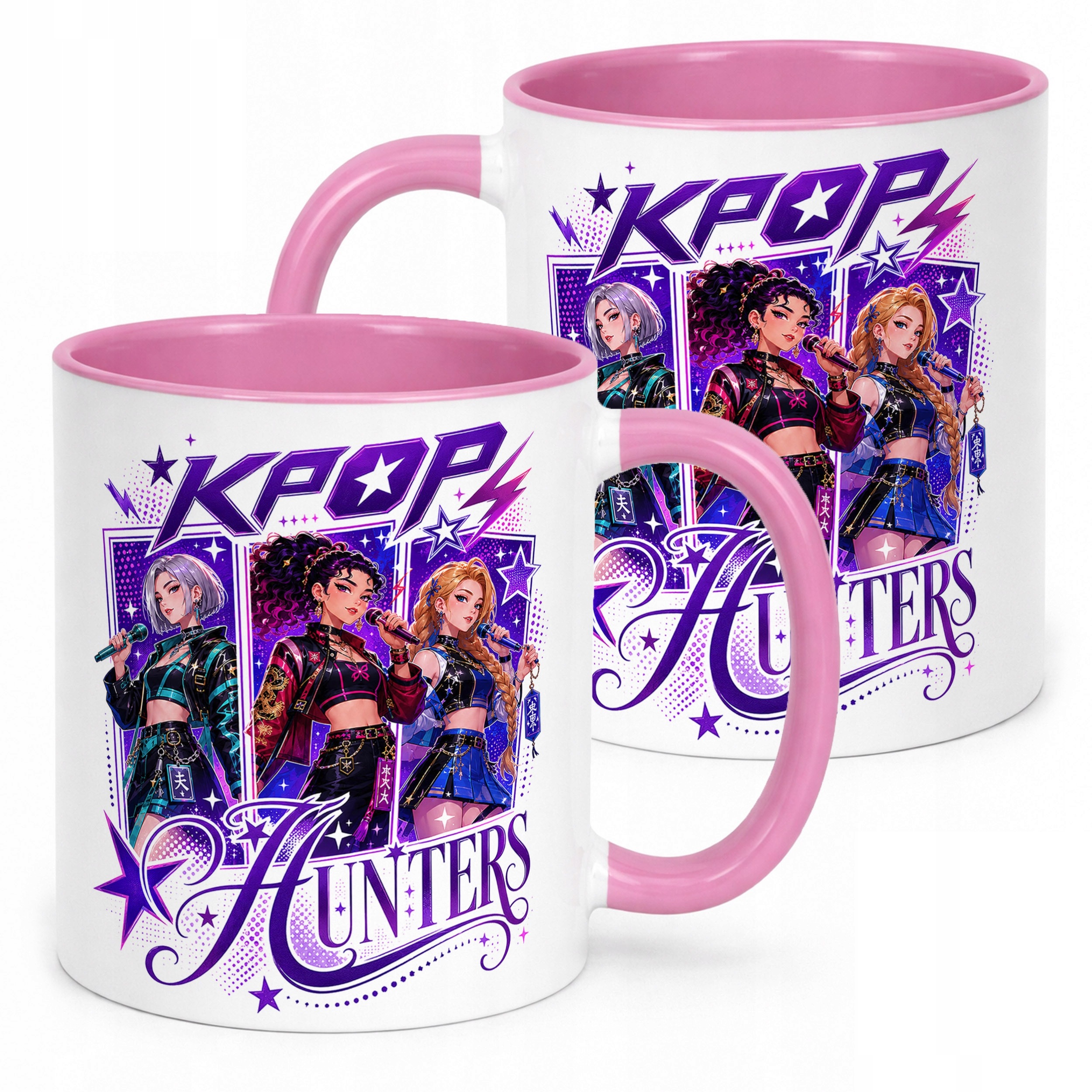 Kubek Różowy z nadrukiem ŁOWCZYNIE KPOP Dla Dzieci Prezent Upominek