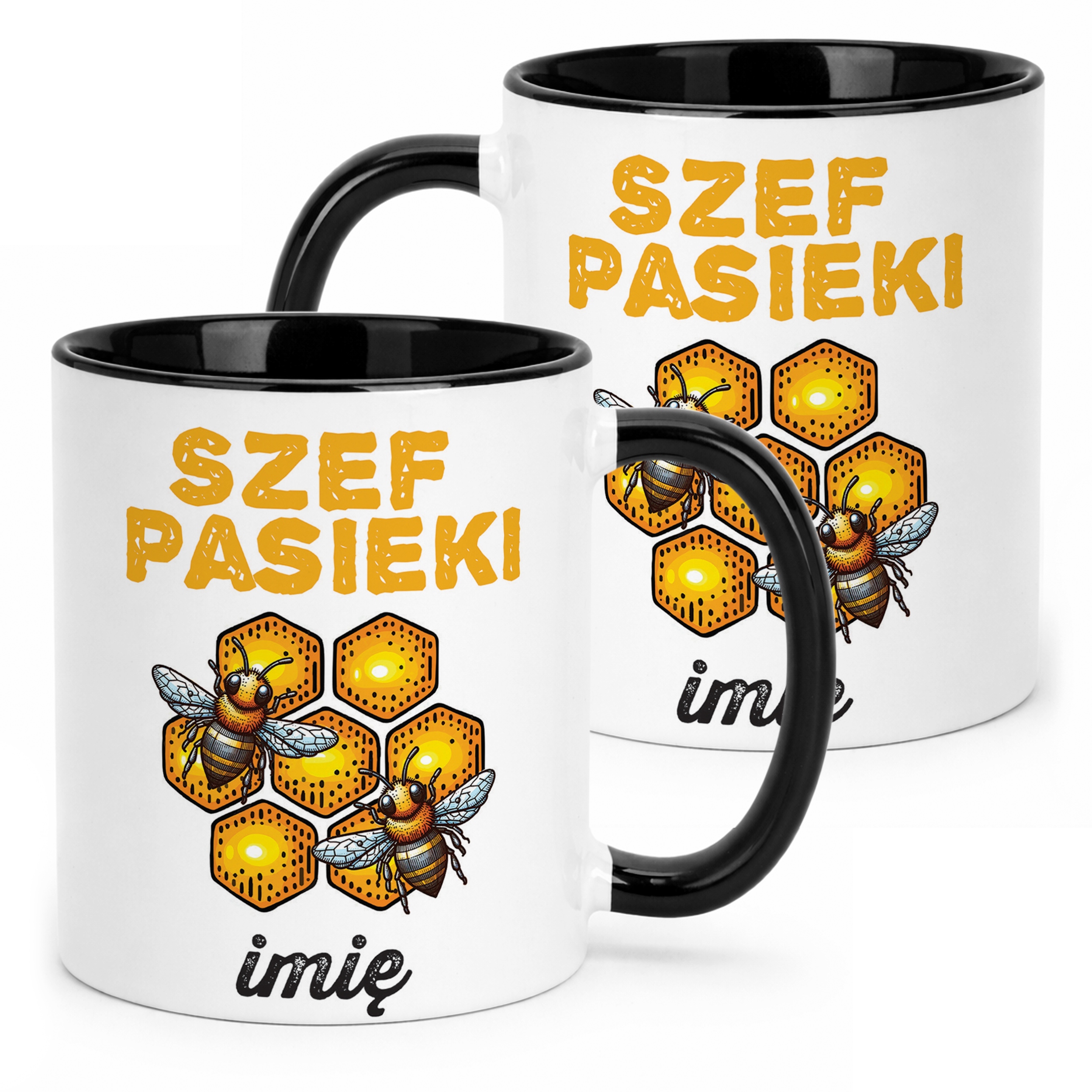 Kubek Czarny Personalizowany Dla Pszczelarza Pszczoły Pasieka Prezent