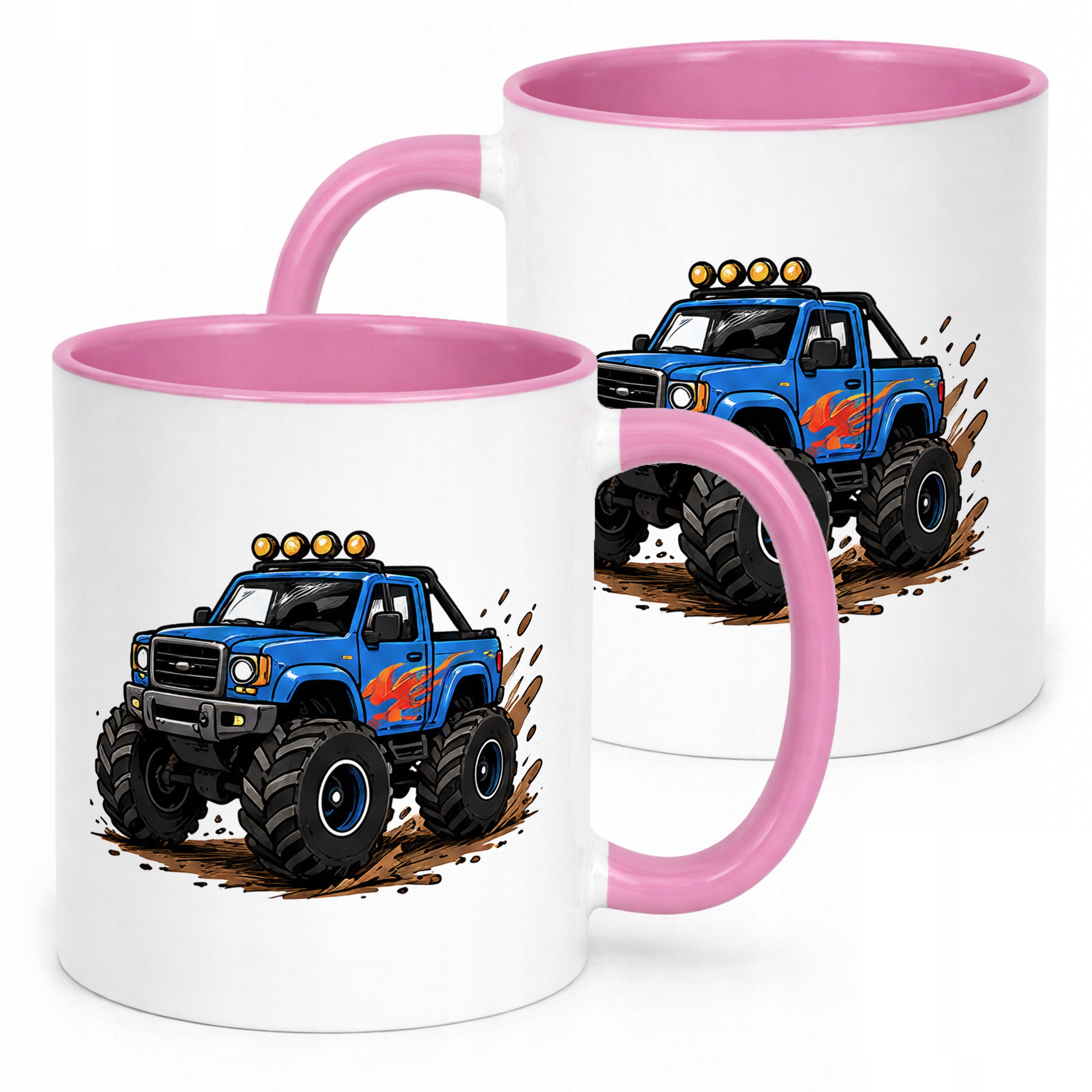 Kubek Różowy z nadrukiem Monster Truck Dla Dzieci Prezent Upominek