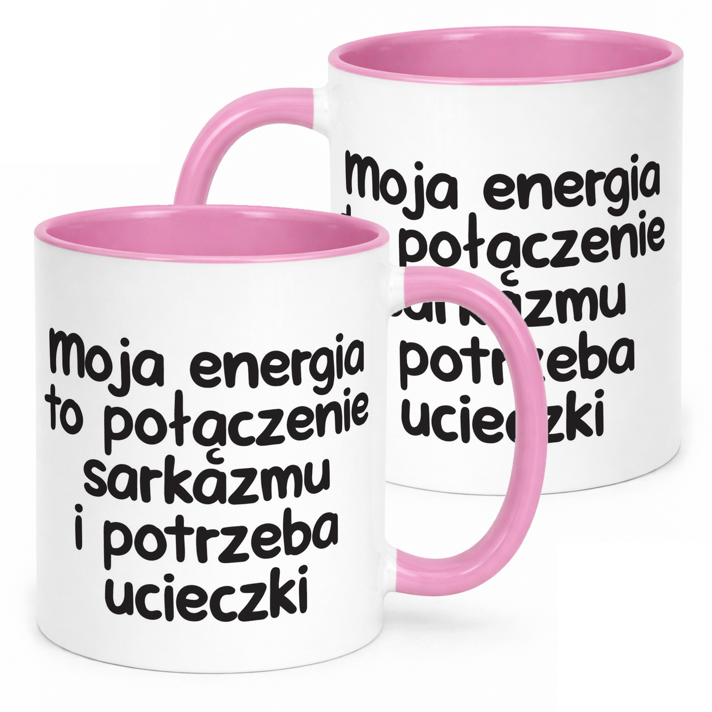 Kubek Różowy Moja Energia To Połączenie Śmieszny Zabawny Prezent