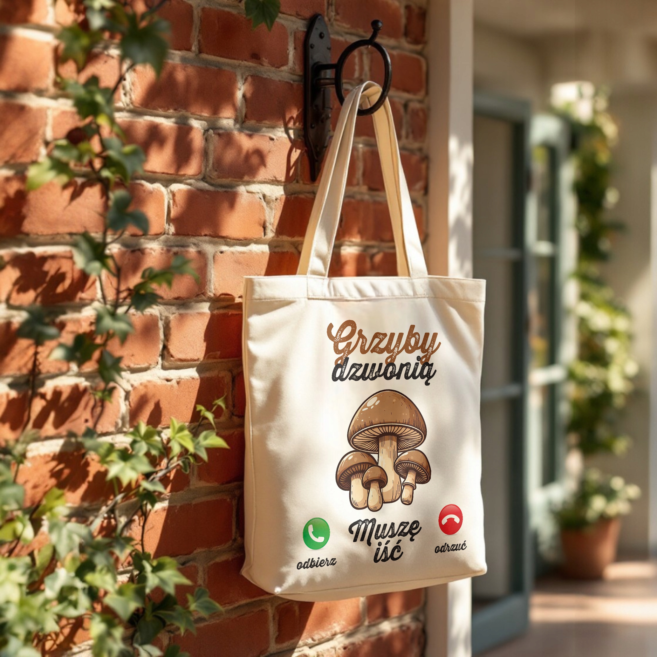 Torba bawełniana premium Grzyby Dzwonią Grzybiarz Prezent