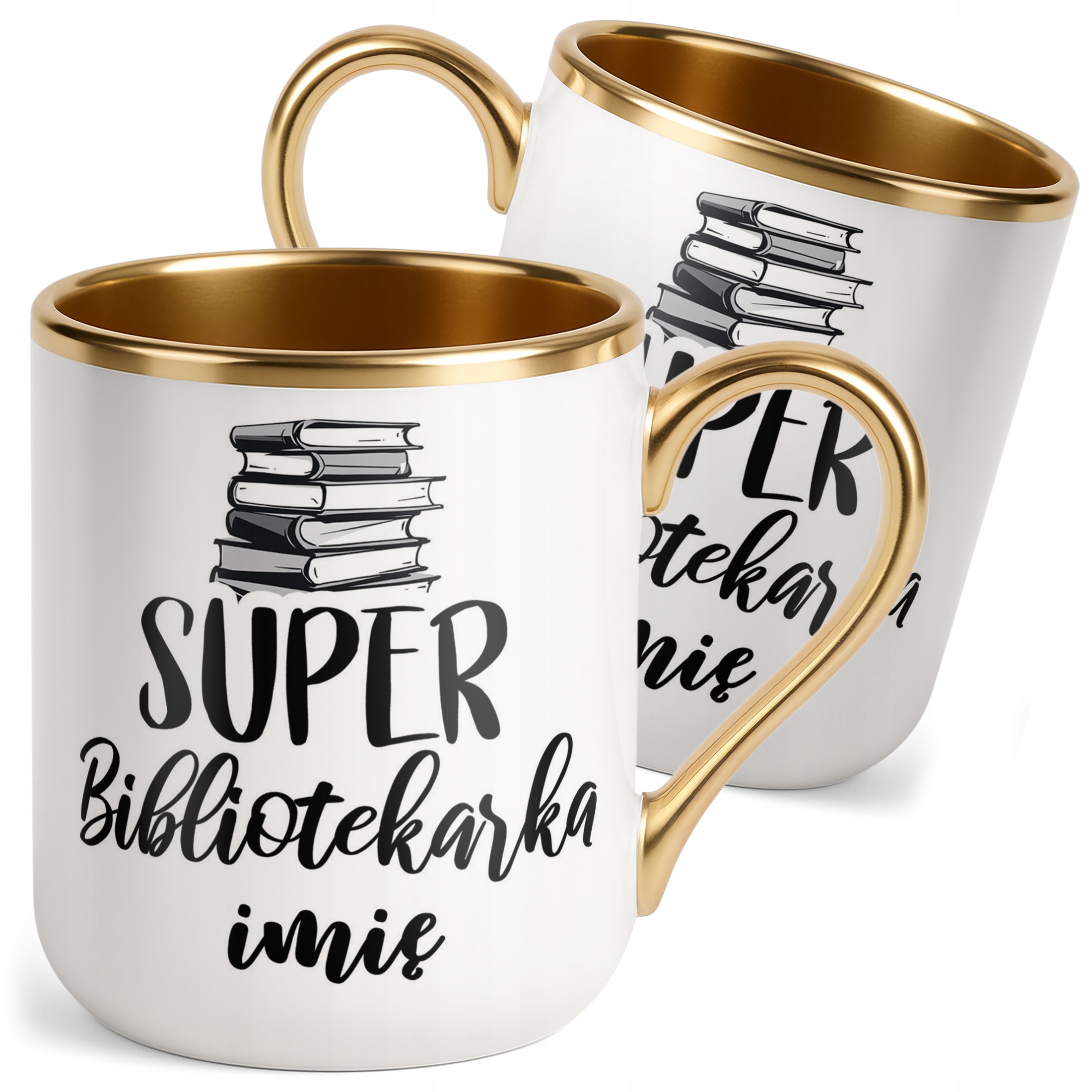 Kubek Premium Złoty Personalizowany Super Bibliotekarka Prezent Upominek