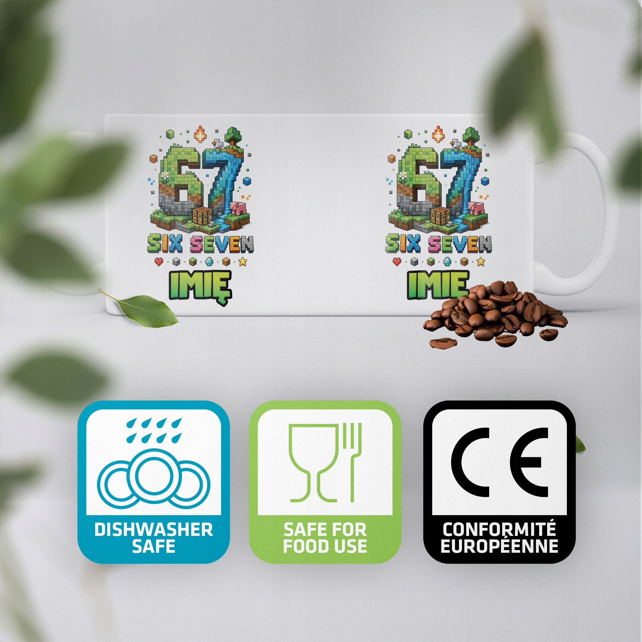 Biały Kubek z nadrukiem personalizowany PIXEL GRA Dla Dzieci Prezent
